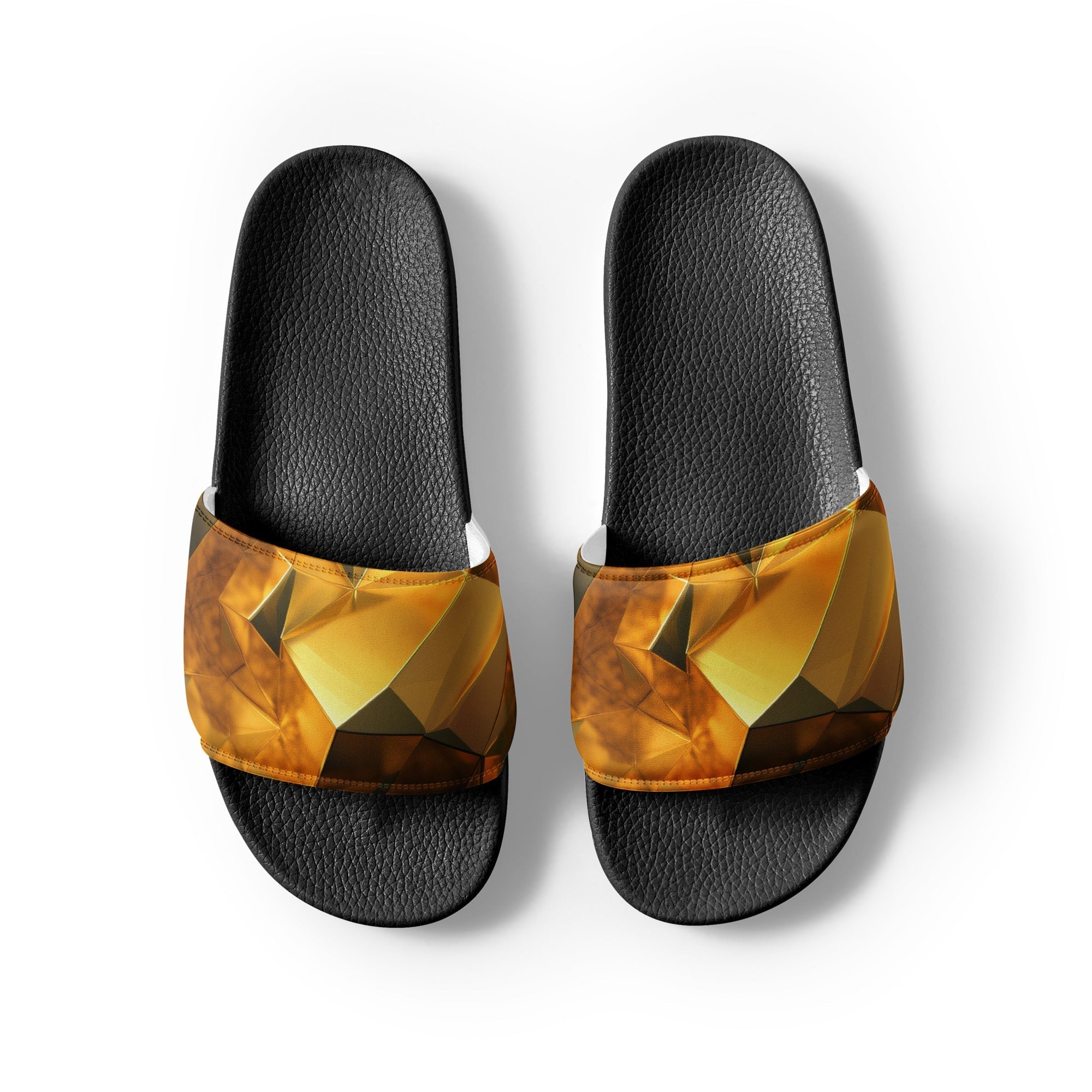 Golden Brushstrokes Men's Slides by Visual Verse - Image 2