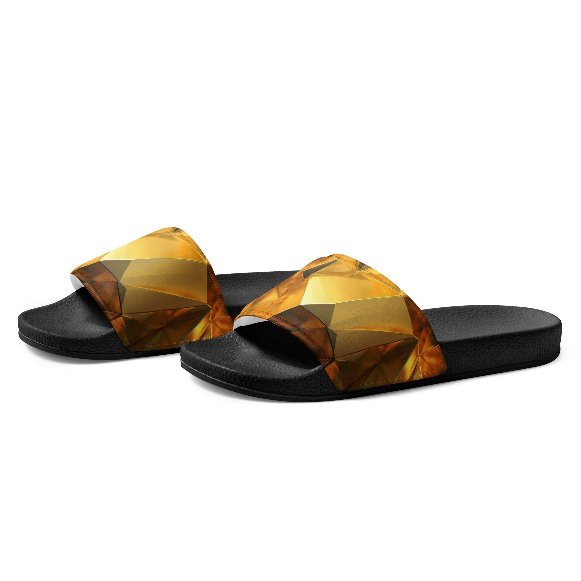 Golden Brushstrokes Women's Slides by Visual Verse - Image 3