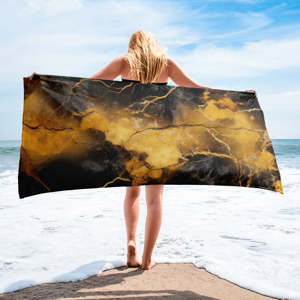 Golden Lightning Beach Towel by Visual Verse - Image 2