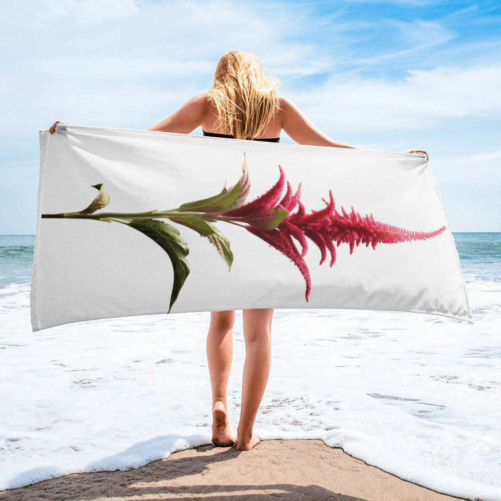 Growing Amaranth Flower Beach Towel by Visual Verse - Image 2