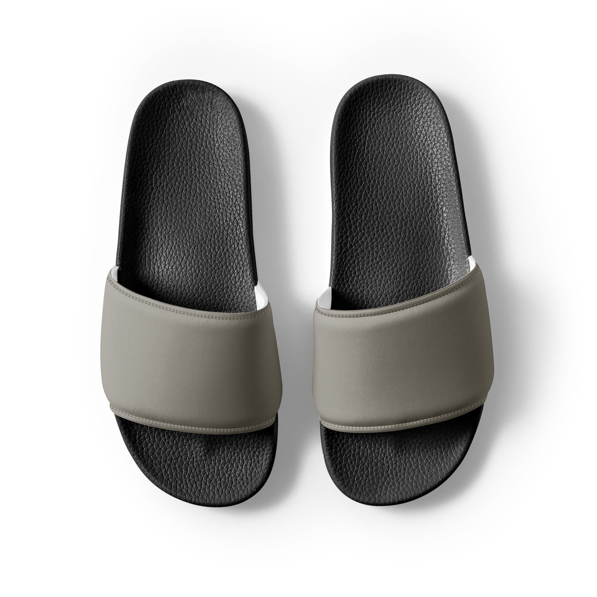 Half Taupe Gray Color Men's Slides by Visual Verse - Image 2