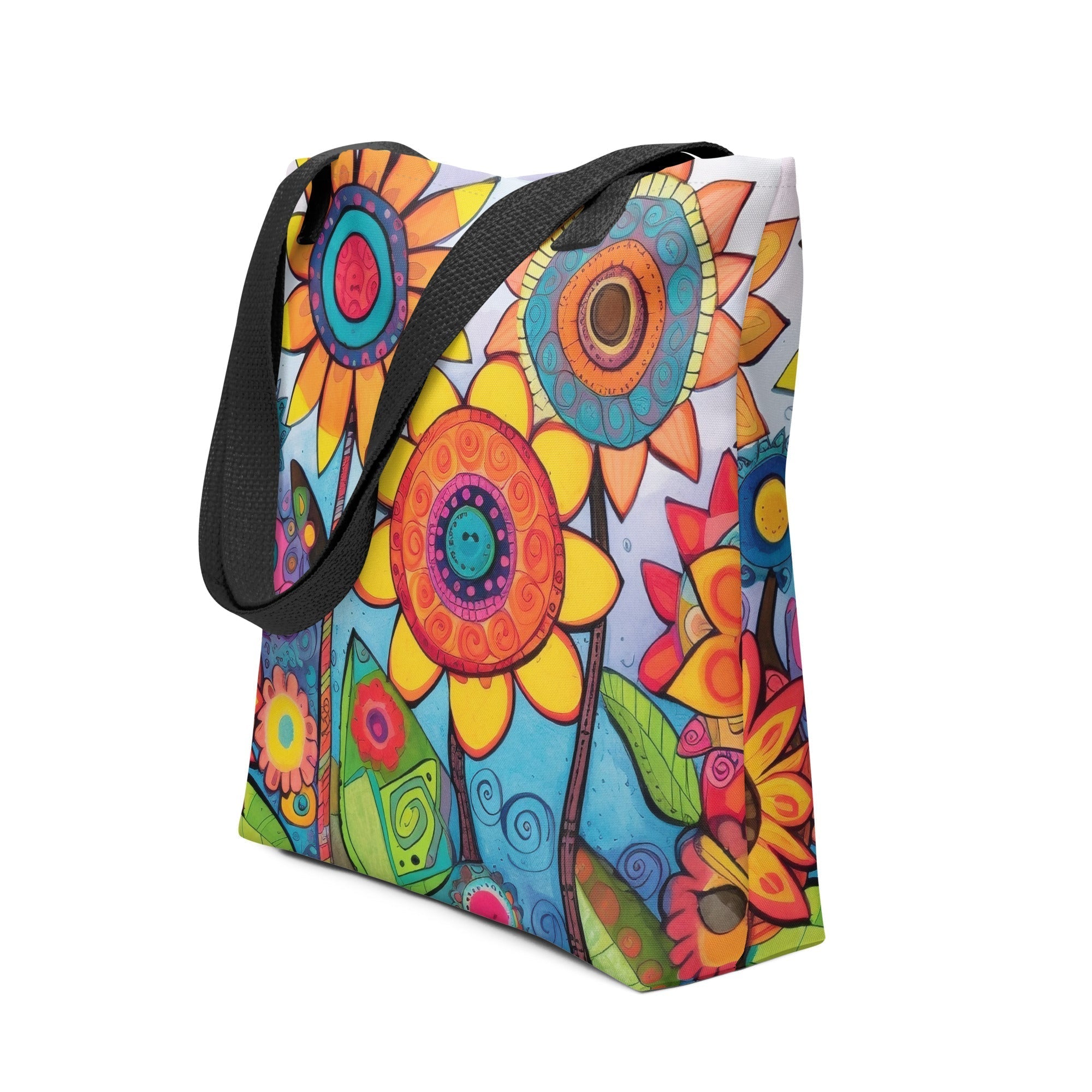 Hand-Drawn Floral Tote Bag by Visual Verse - Image 1