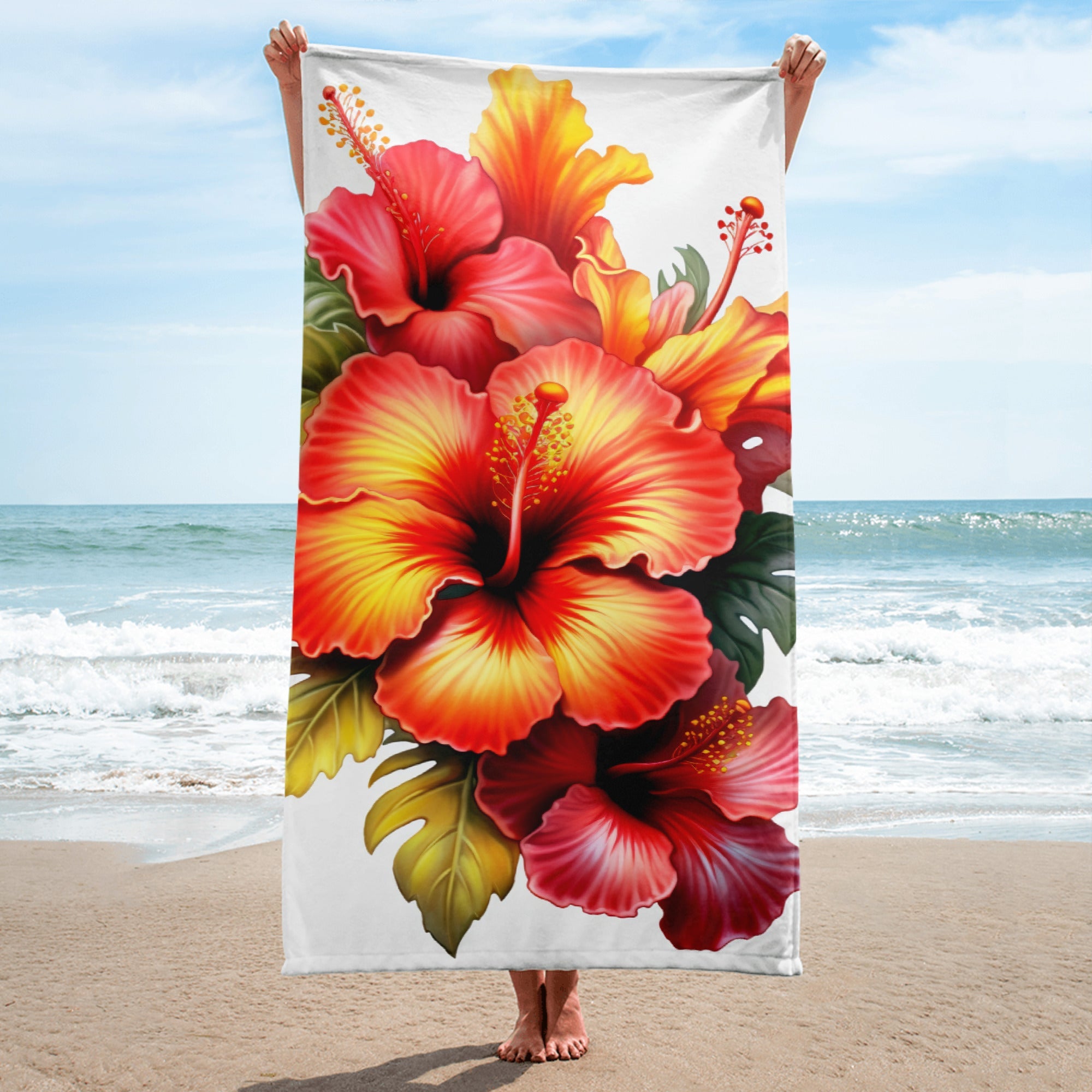 Hibiscus Flower Beach Towel by Visual Verse - Image 1