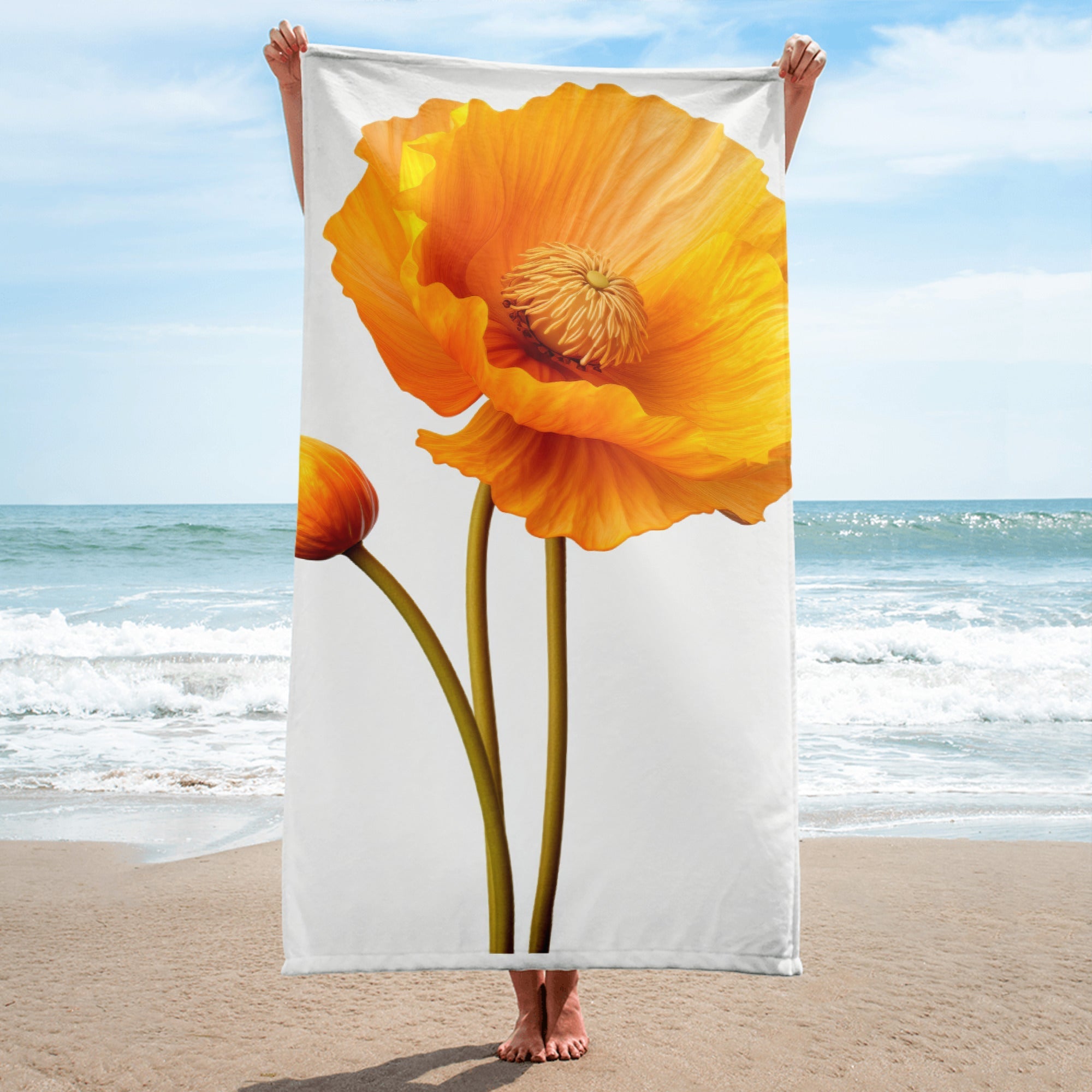 Iceland Poppy Flower Beach Towel by Visual Verse - Image 1
