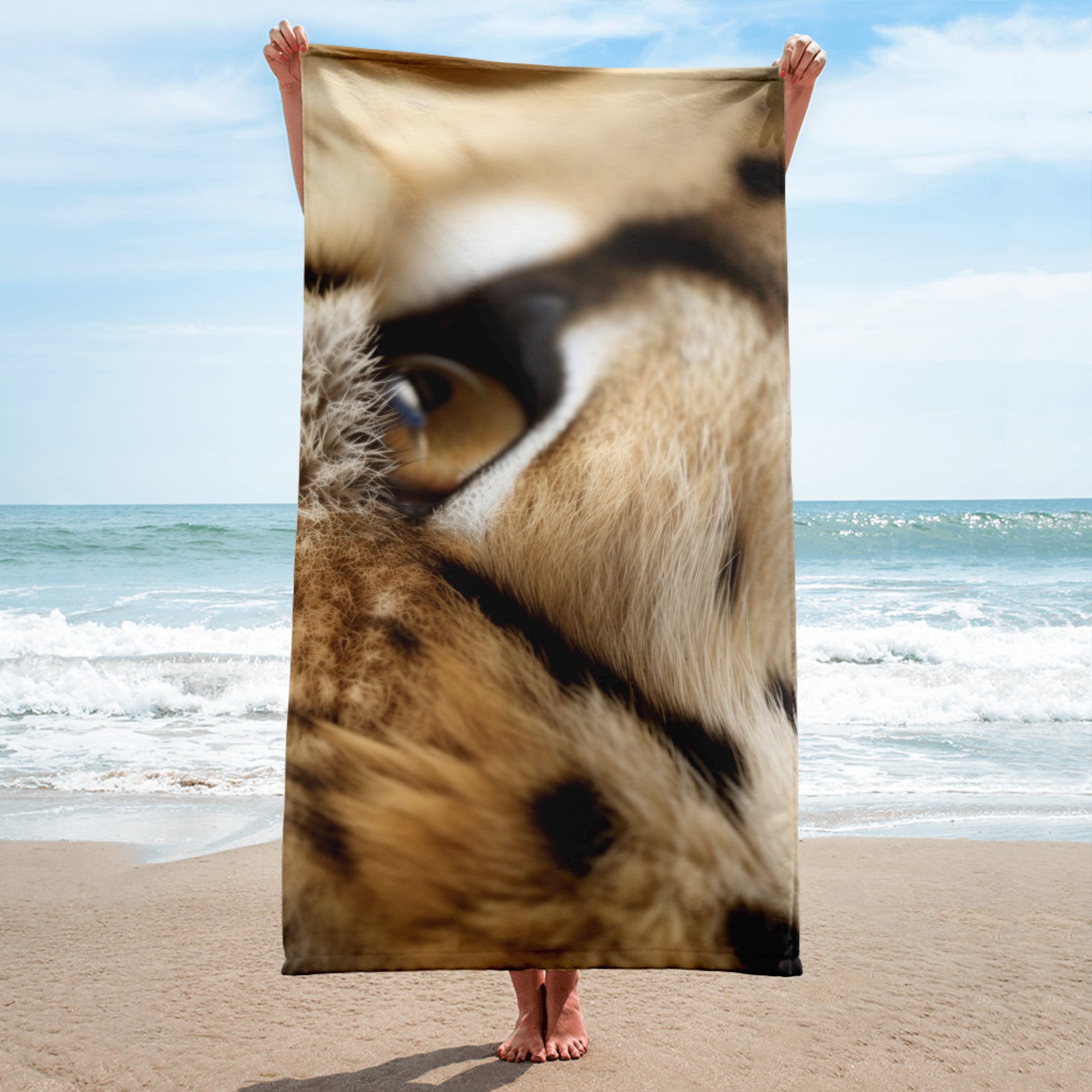 Intricate Serval Fur Beach Towel by Visual Verse - Image 1