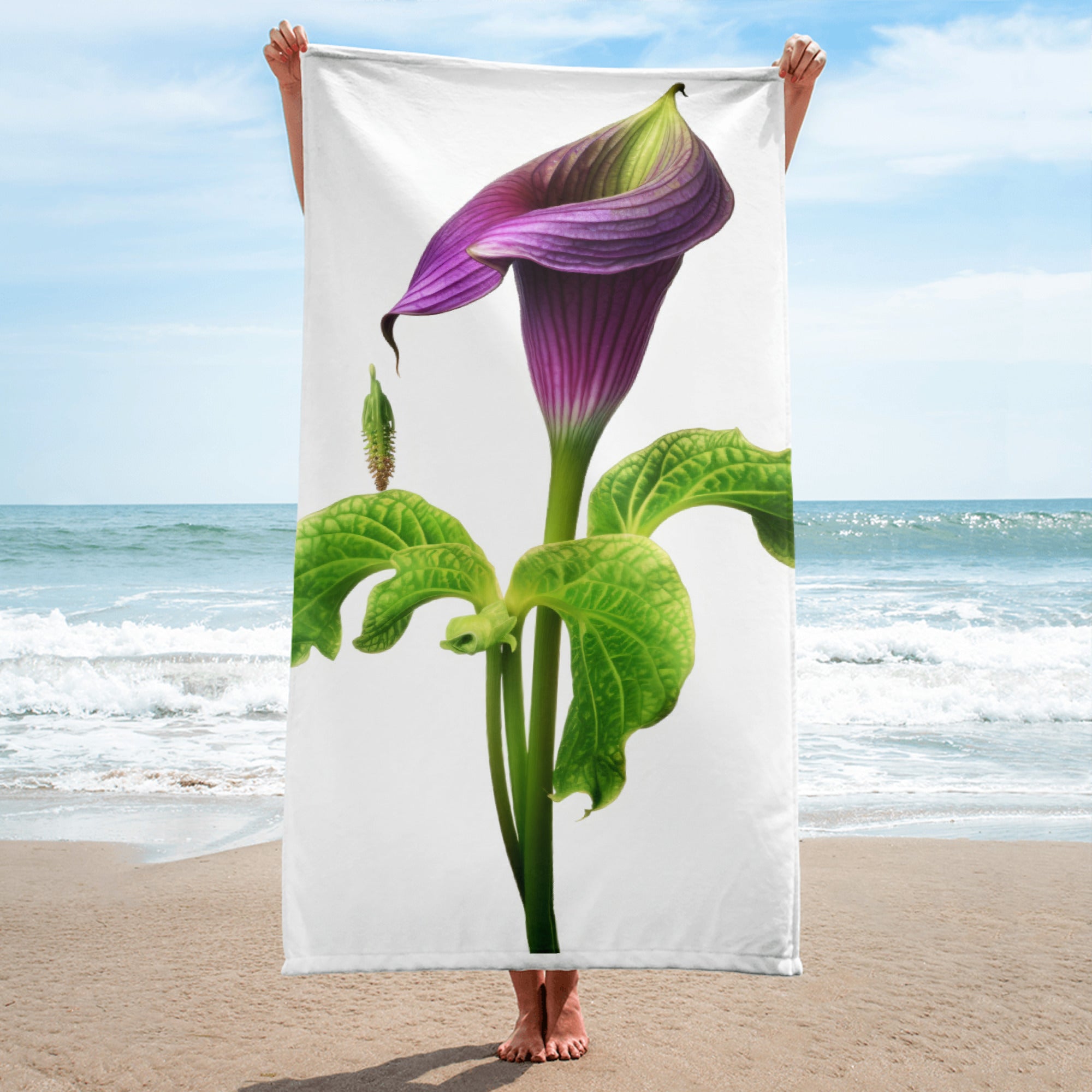 Jack-in-the-Pulpit Flower Beach Towel by Visual Verse - Image 1