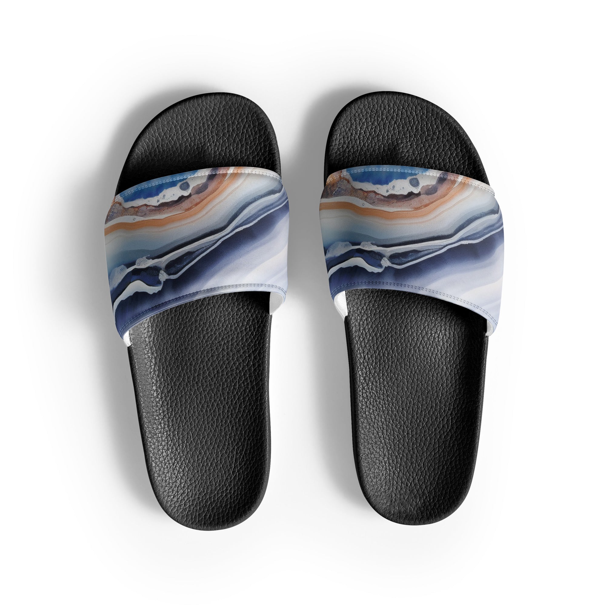 Light Blue Agate Rock Men's Slides by Visual Verse - Image 1