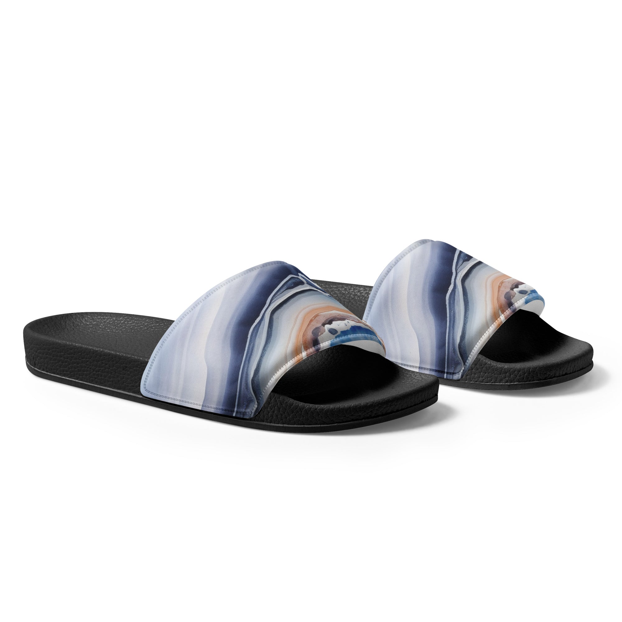 Light Blue Agate Rock Men's Slides by Visual Verse - Image 4