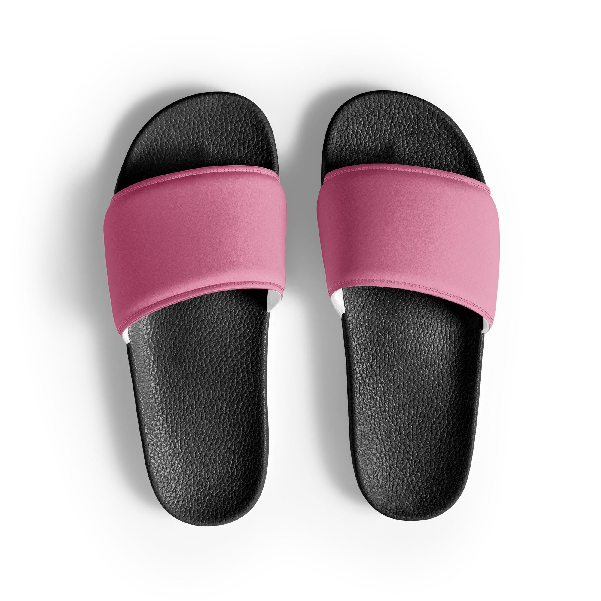 Light Thulian Pink Color Men's Slides by Visual Verse - Image 1