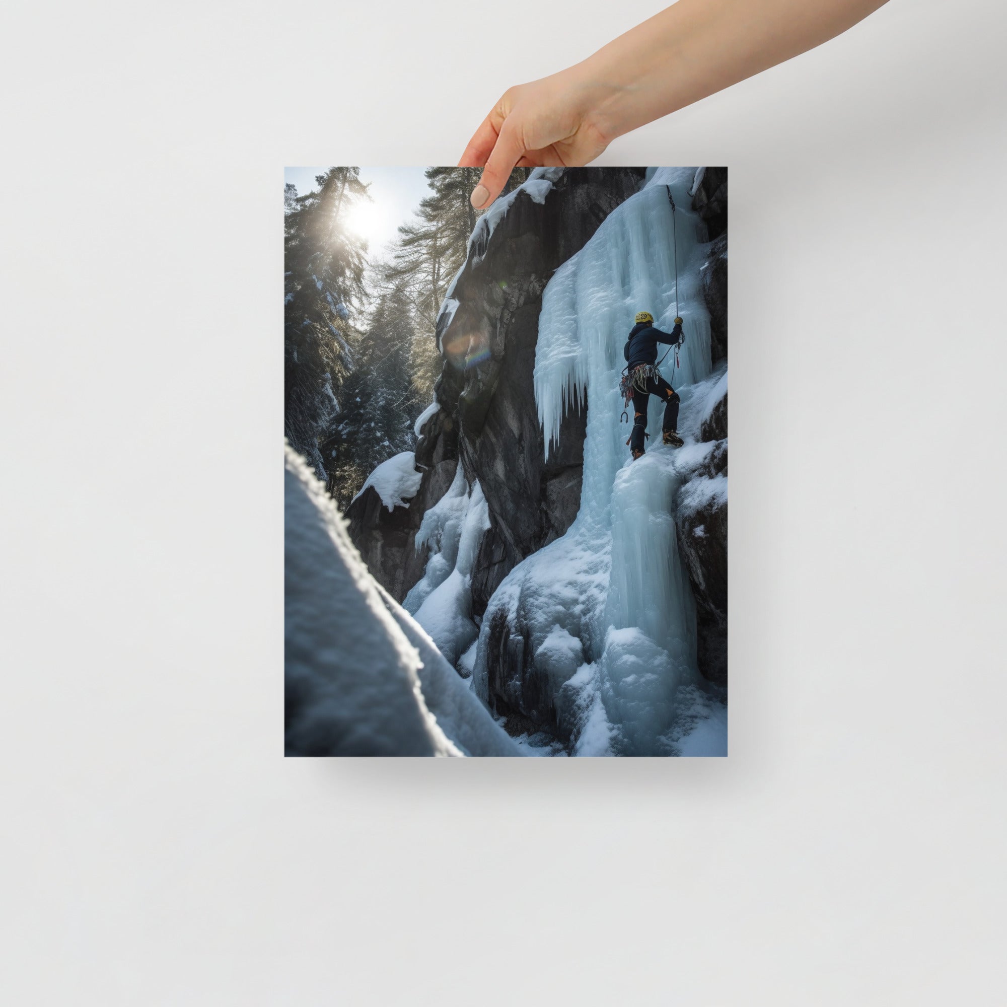 Majestic Frozen Waterfall Climber Art Poster by Visual Verse - Image 3
