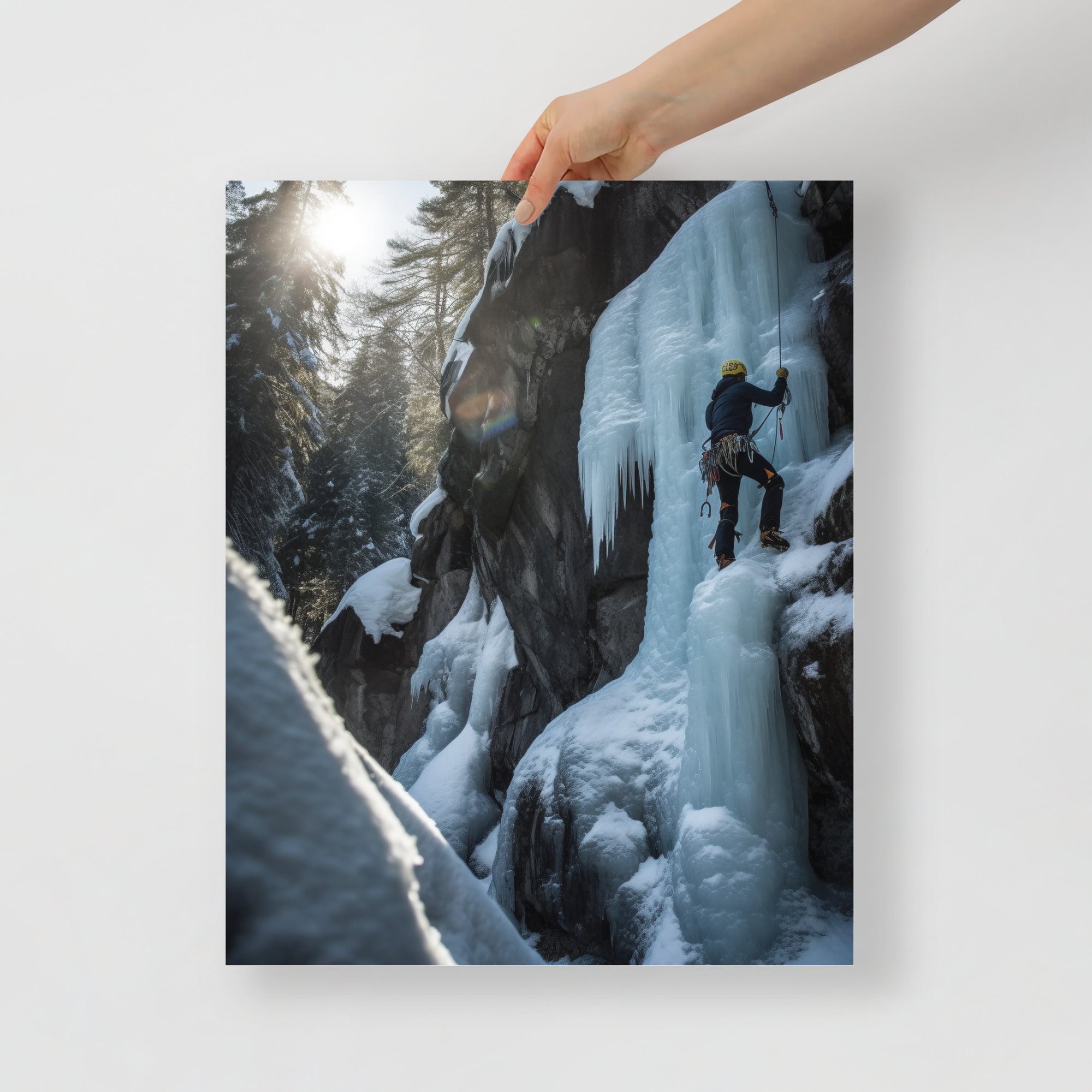 Majestic Frozen Waterfall Climber Art Poster by Visual Verse - Image 5