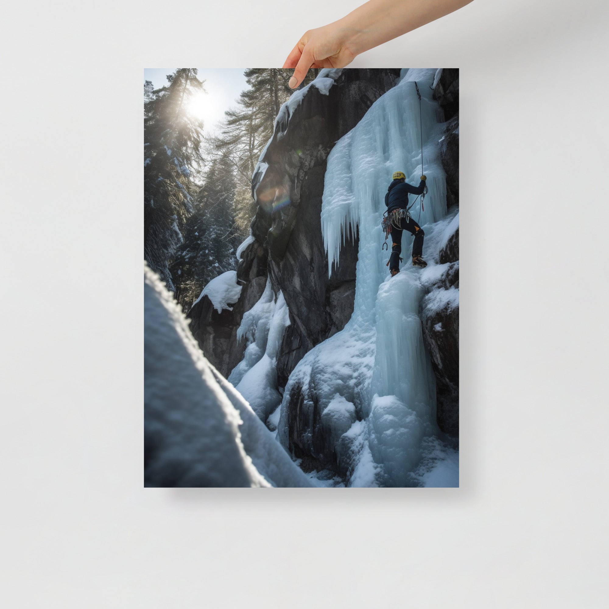 Majestic Frozen Waterfall Climber Art Poster by Visual Verse - Image 6