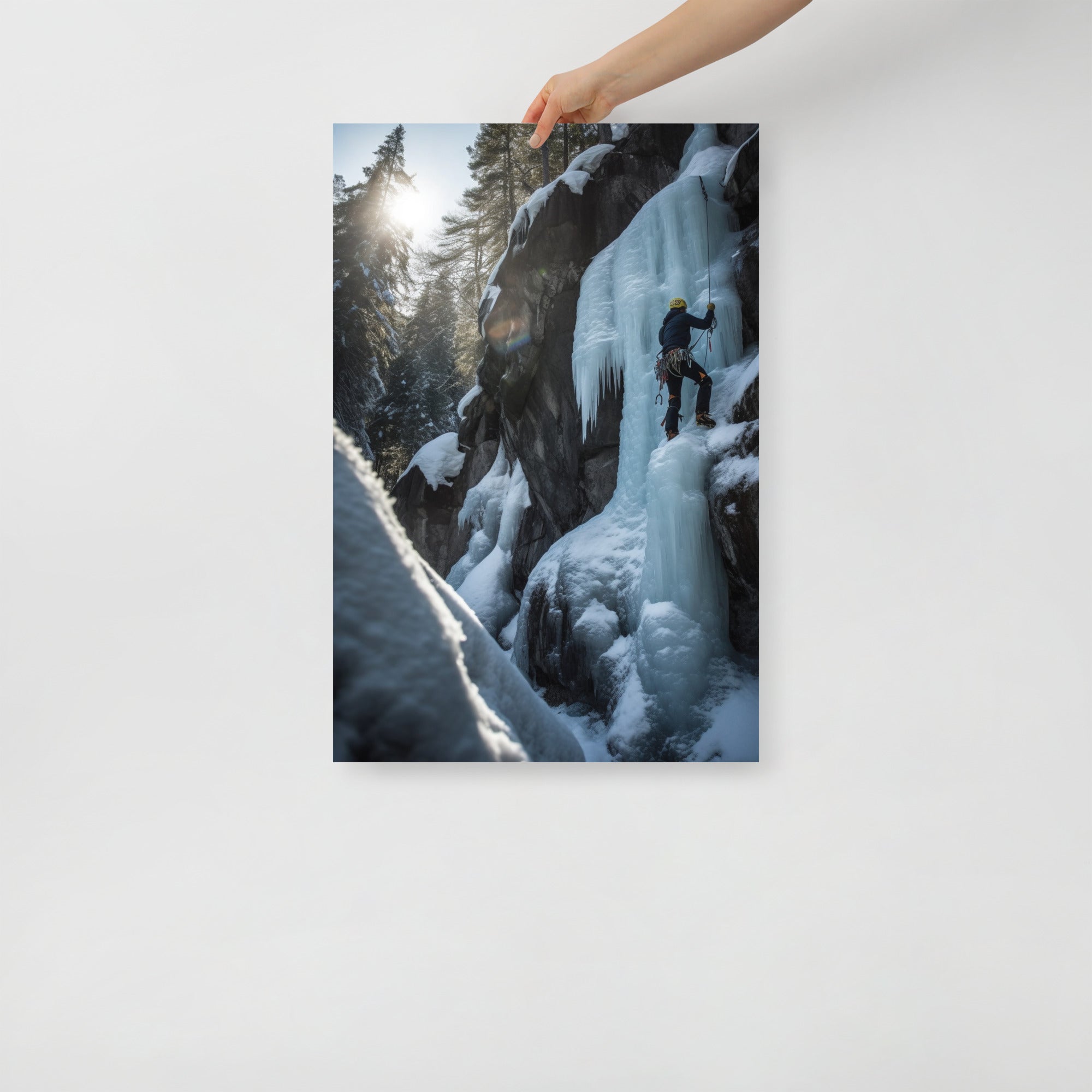 Majestic Frozen Waterfall Climber Art Poster by Visual Verse - Image 7