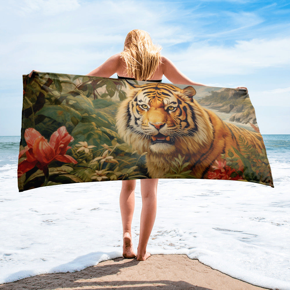 Majestic Tiger Beach Towel by Visual Verse - Image 2