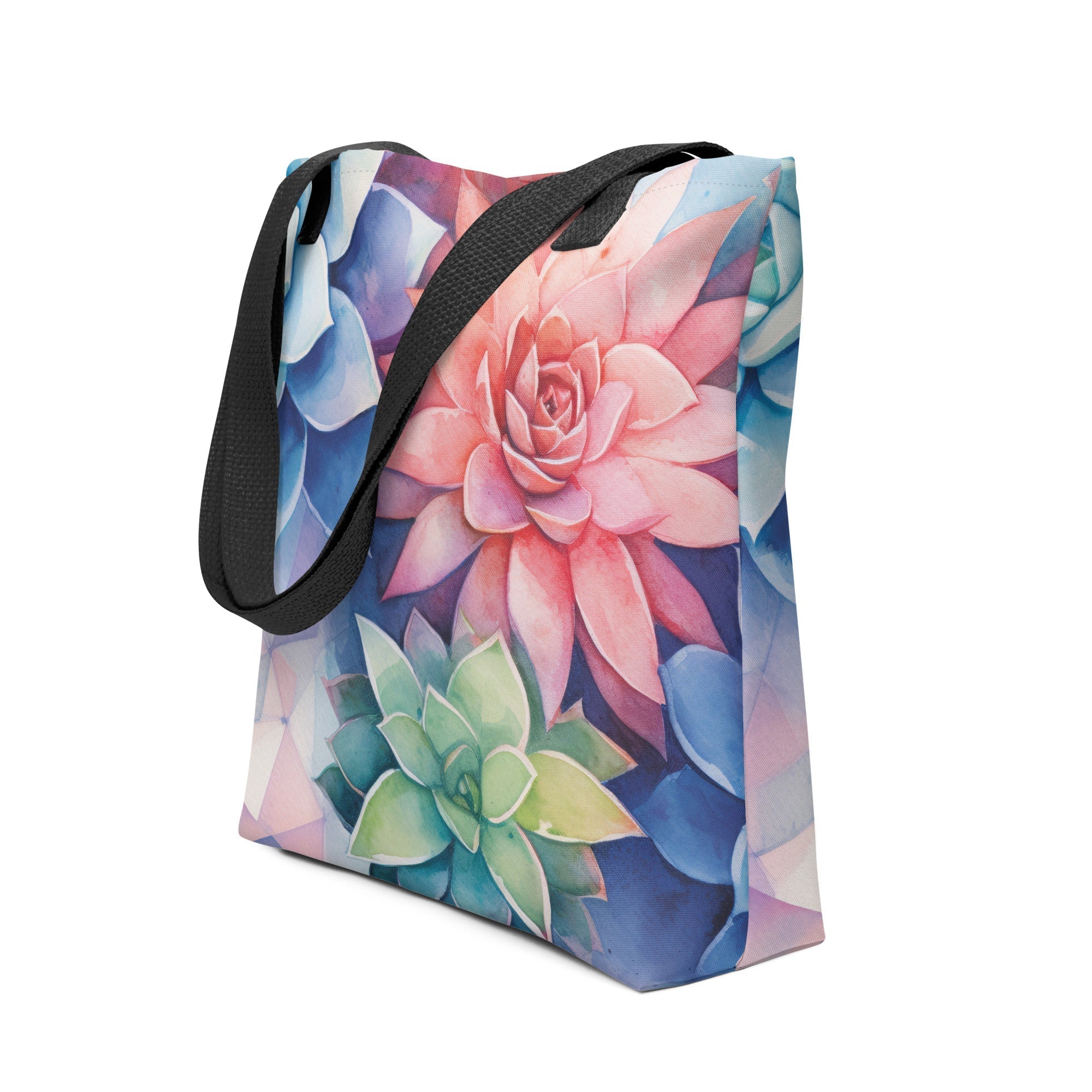 Modern Watercolor Succulent Tote Bag by Visual Verse - Image 1