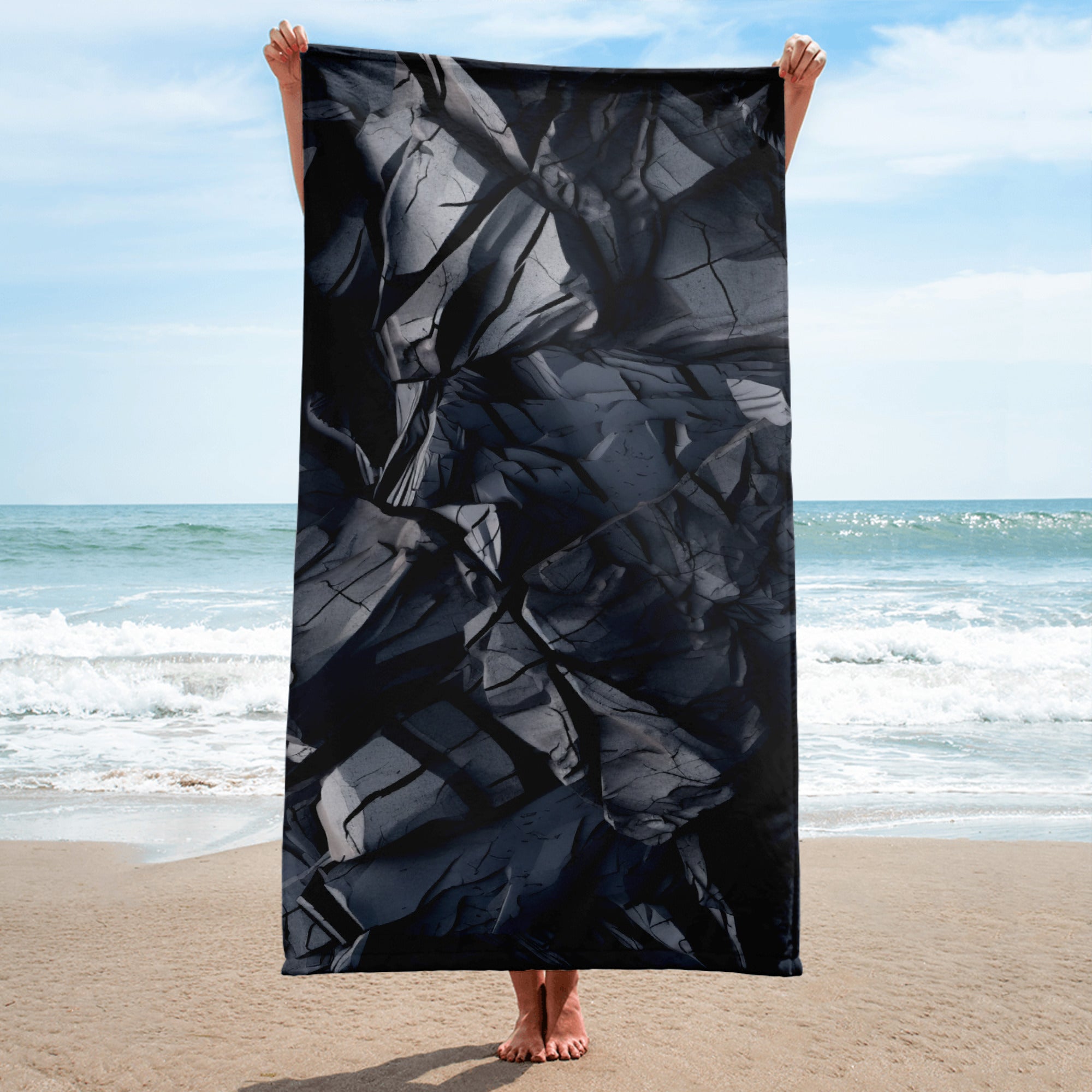 Obsidian Rock Beach Towel by Visual Verse - Image 1