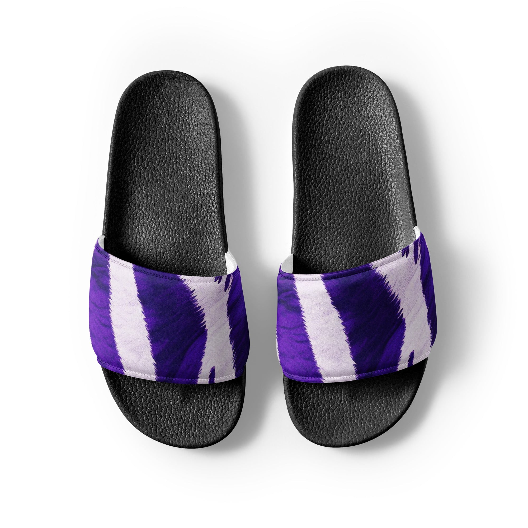 Purple Zebra Stripe Men's Slides by Visual Verse - Image 2