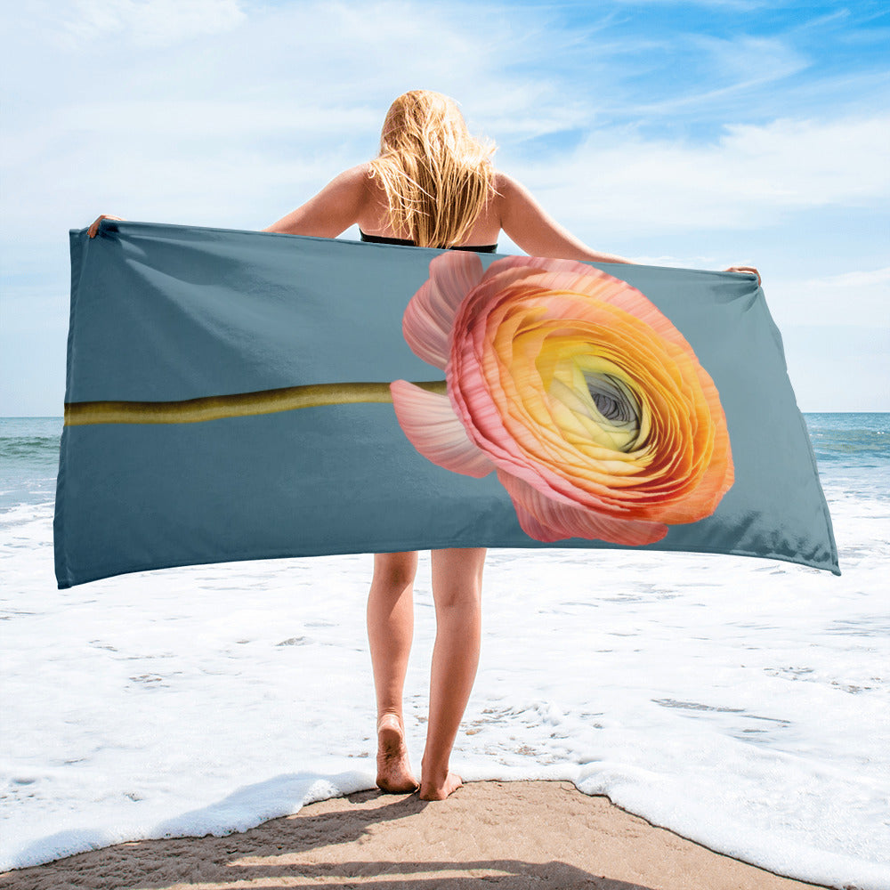 Ranunculus Flower Beach Towel by Visual Verse - Image 2