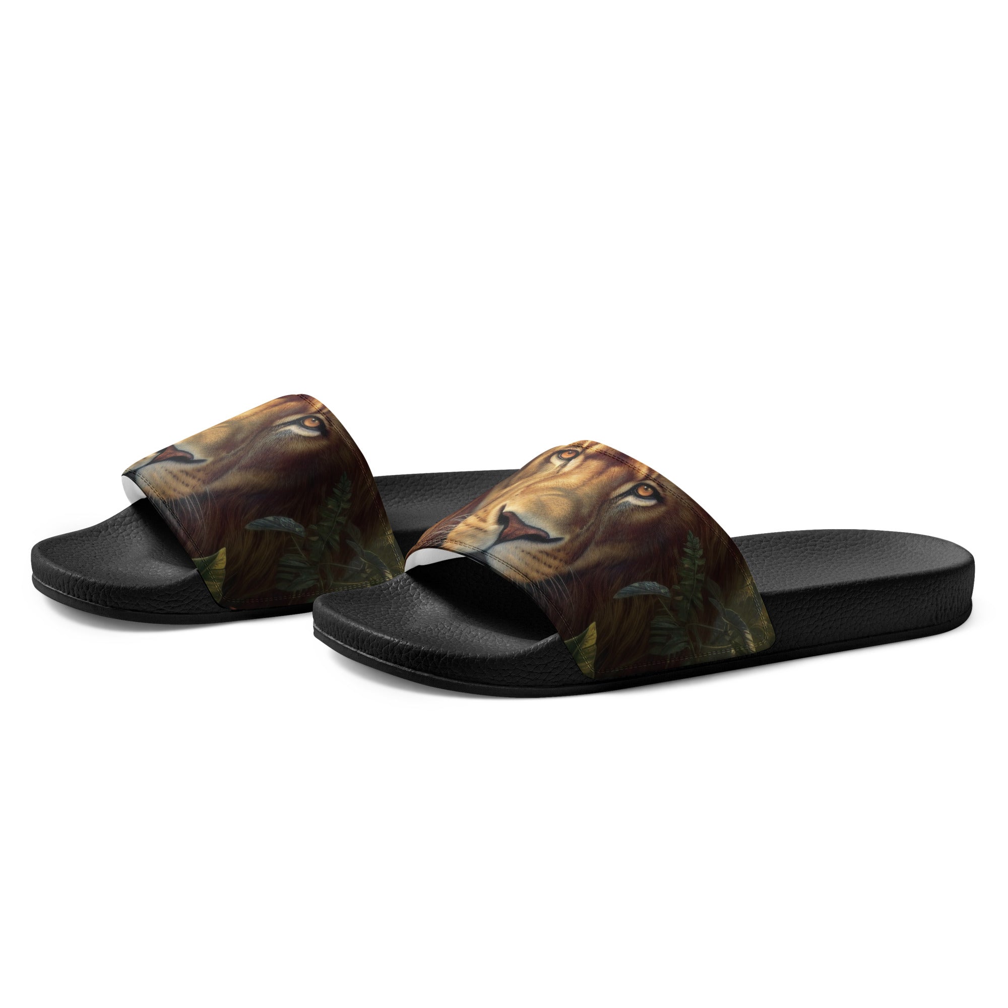 Realistic Lion Print Women's Slides by Visual Verse - Image 3