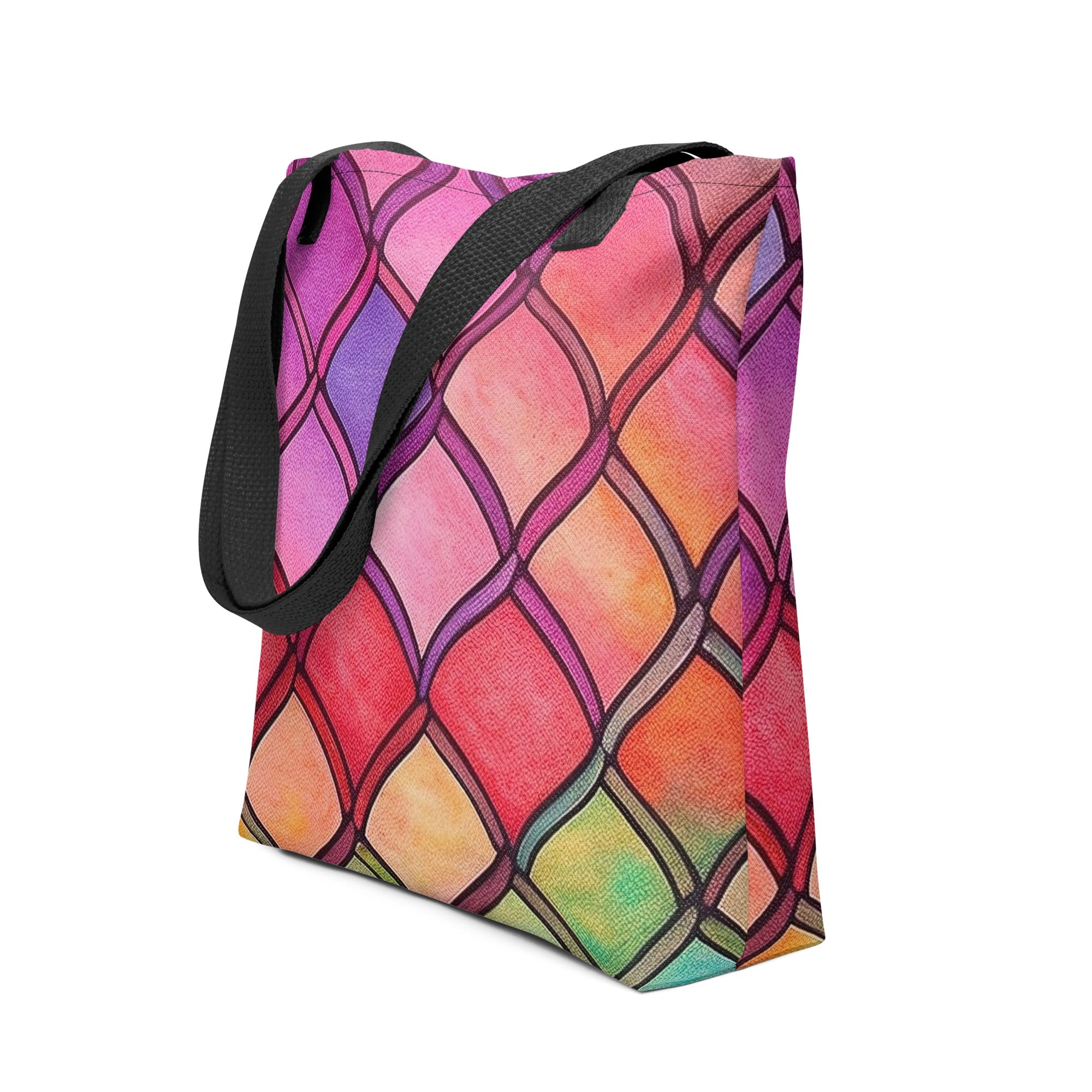 Red Rainbow Fish Scales Tote Bag by Visual Verse - Image 1