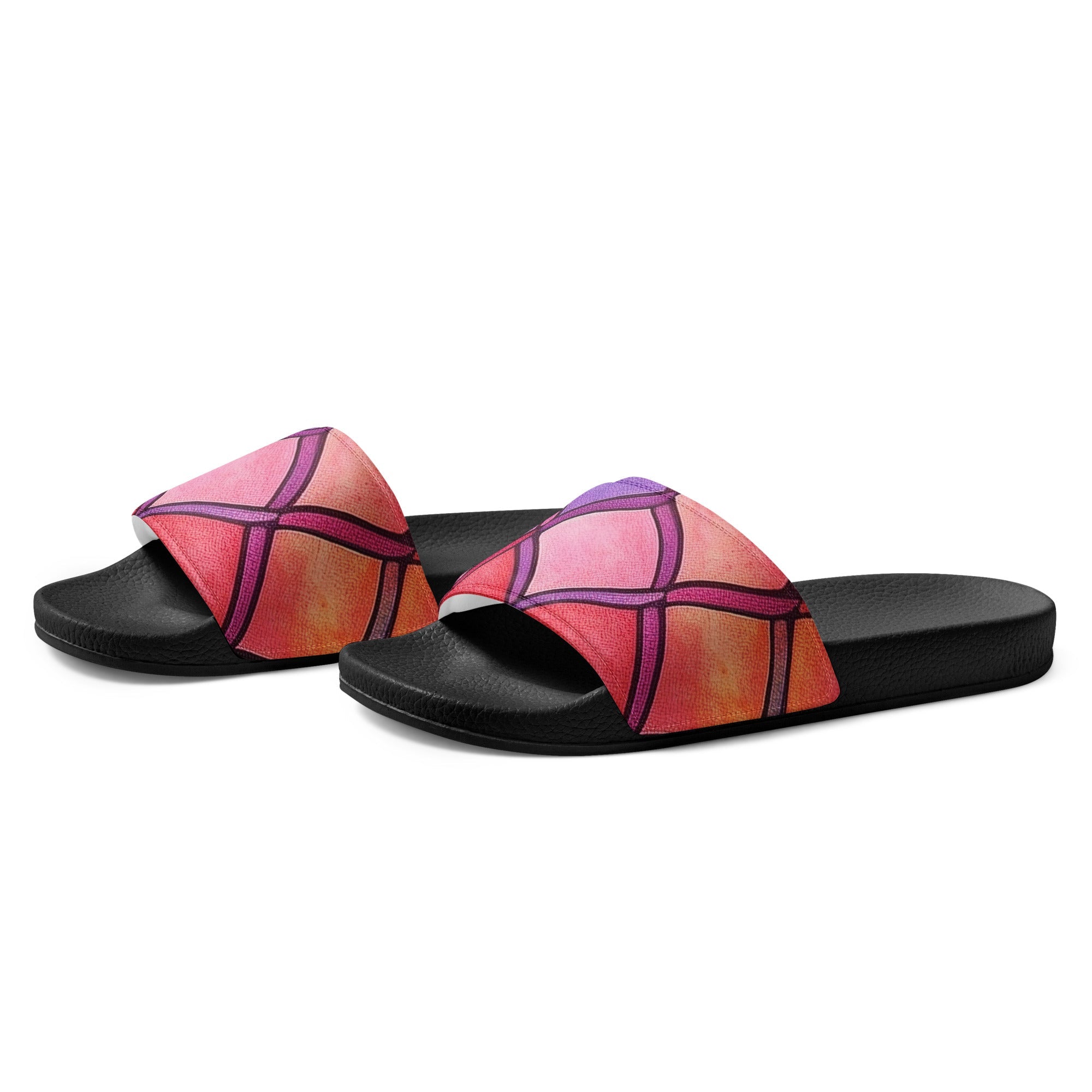Red Rainbow Fish Scales Women's Slides by Visual Verse - Image 3
