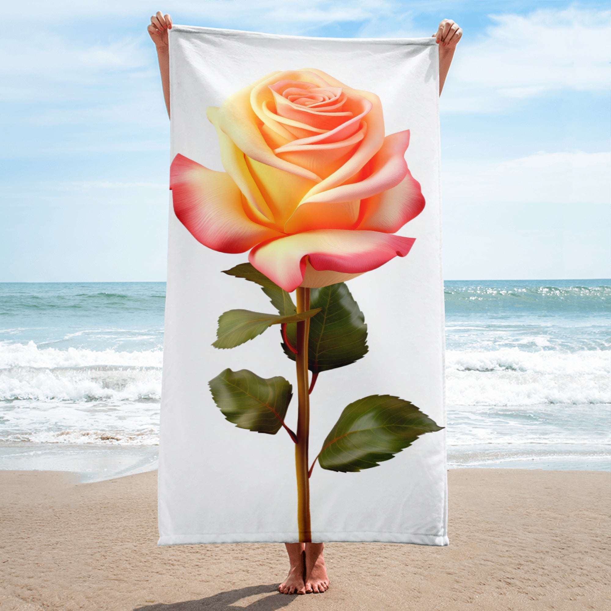 Rose Flower Beach Towel by Visual Verse - Image 1