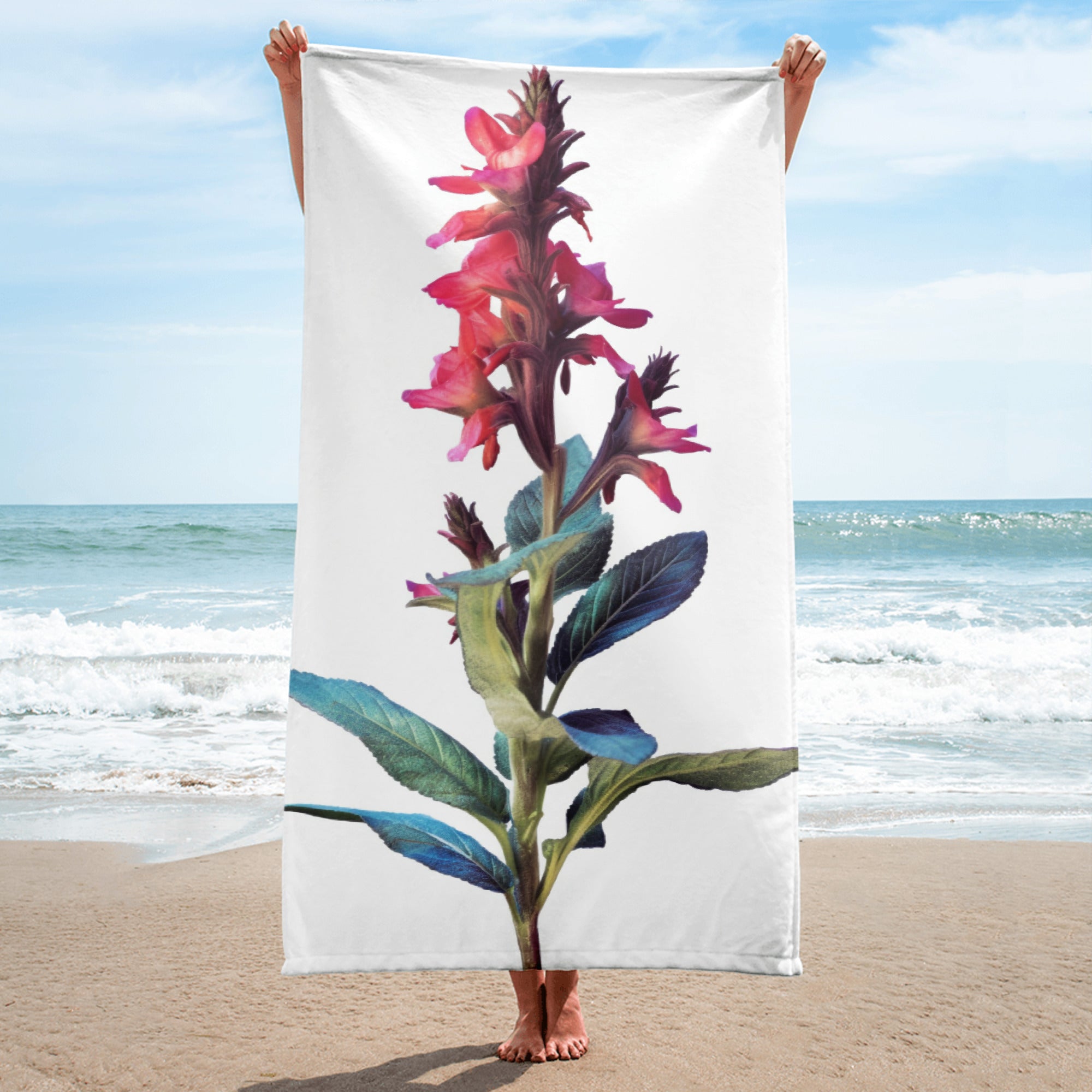 Salvia Flower Beach Towel by Visual Verse - Image 1