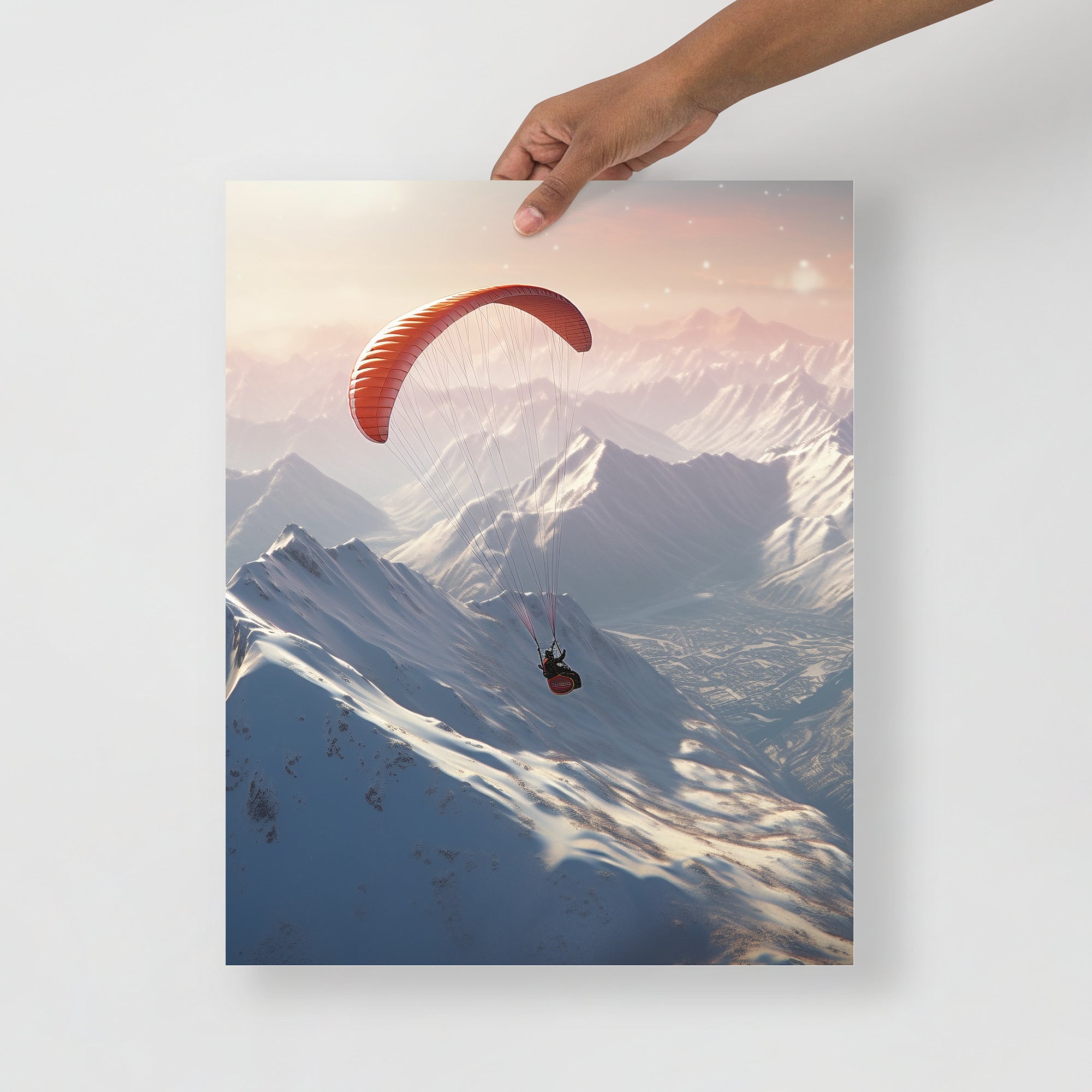 Snowy Mountains Hang Gliding Art Poster by Visual Verse - Image 5