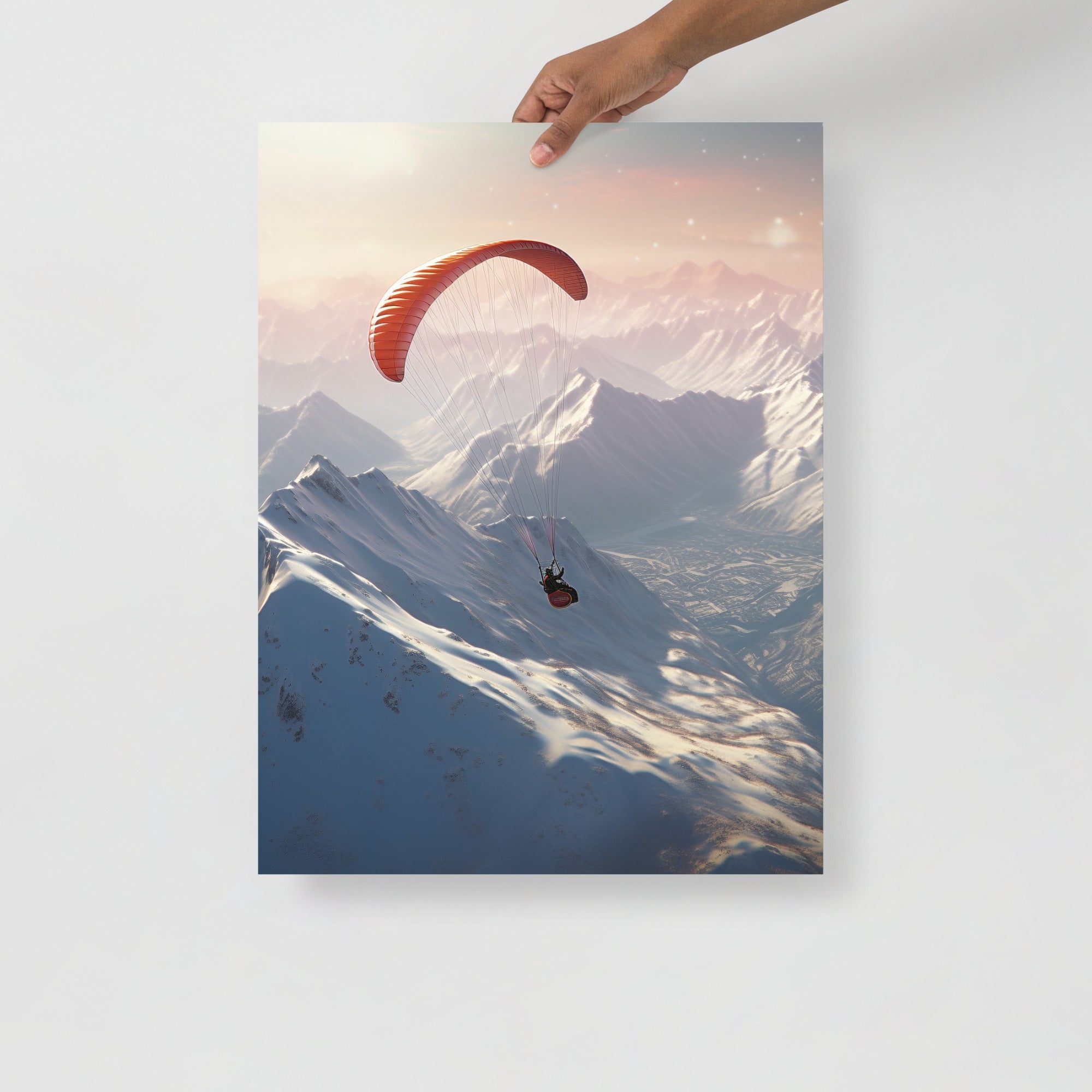 Snowy Mountains Hang Gliding Art Poster by Visual Verse - Image 6
