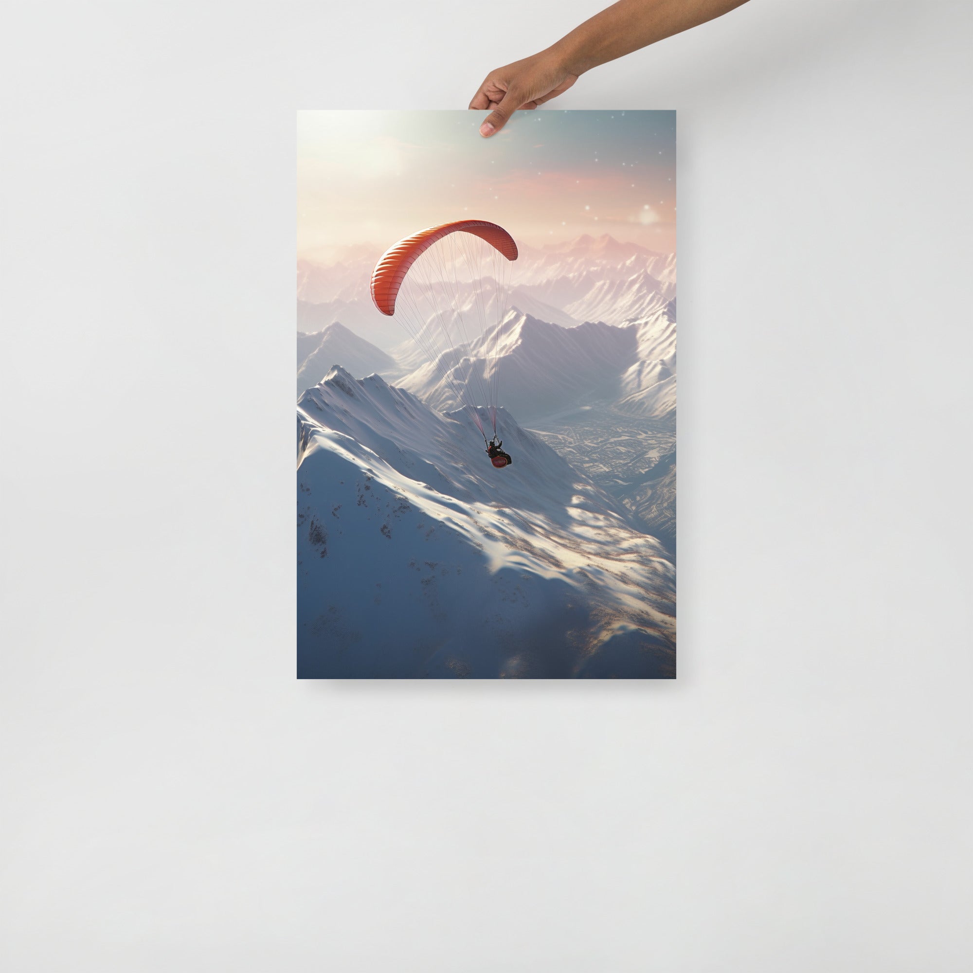Snowy Mountains Hang Gliding Art Poster by Visual Verse - Image 7