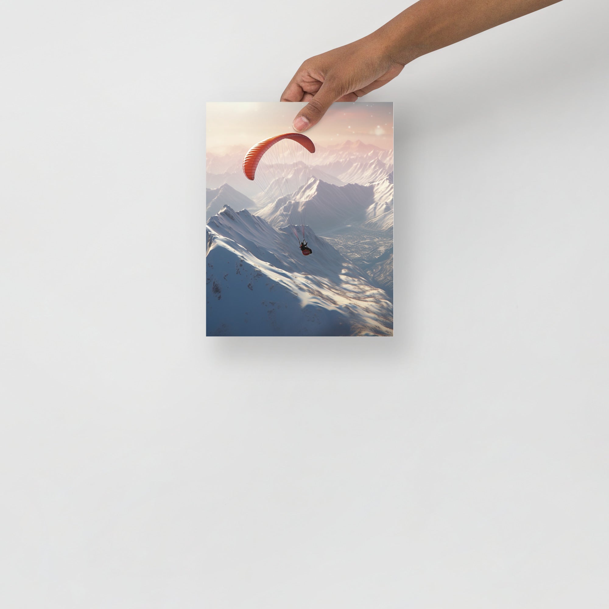 Snowy Mountains Hang Gliding Art Poster by Visual Verse - Image 9