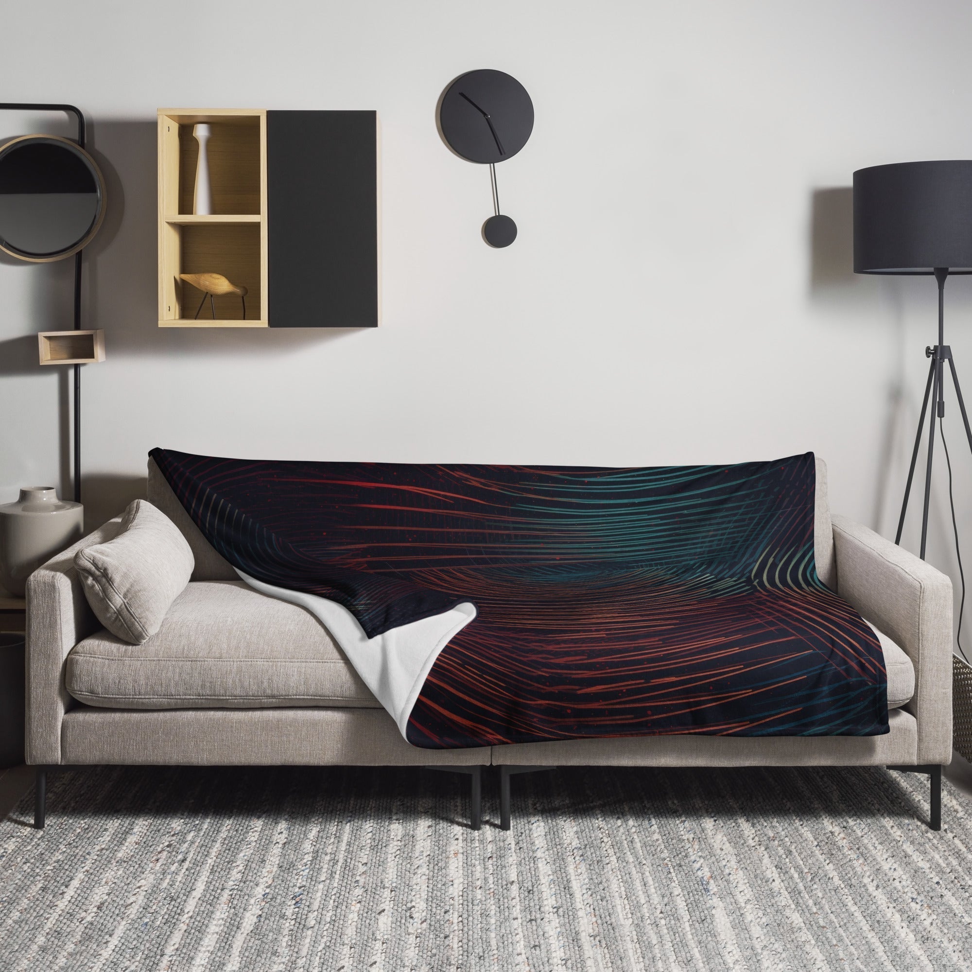 Space Line Bend Polyester Blanket by Visual Verse - Image 1