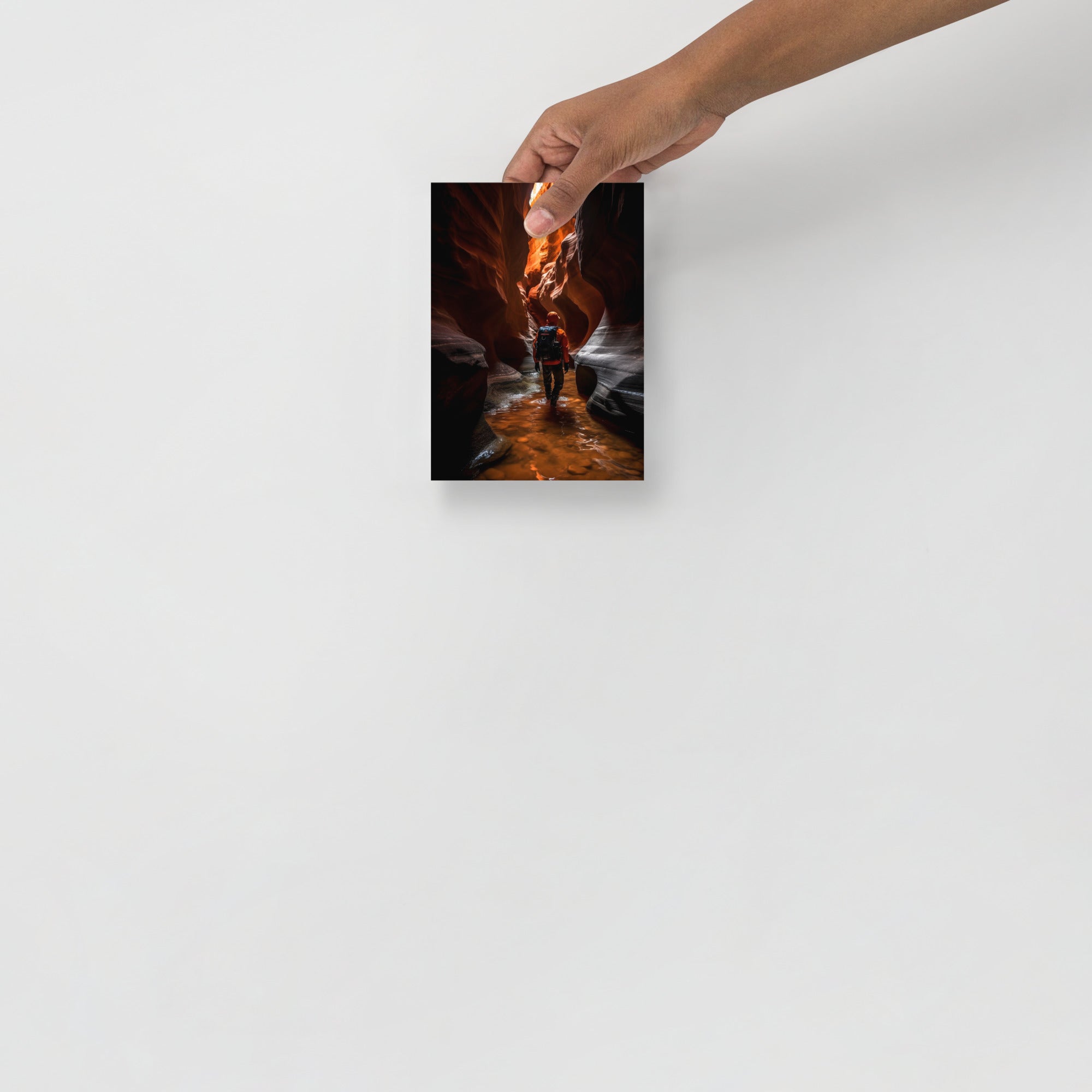 Stunning Adventurer Exploring Slot Canyon Art Poster by Visual Verse - Image 8