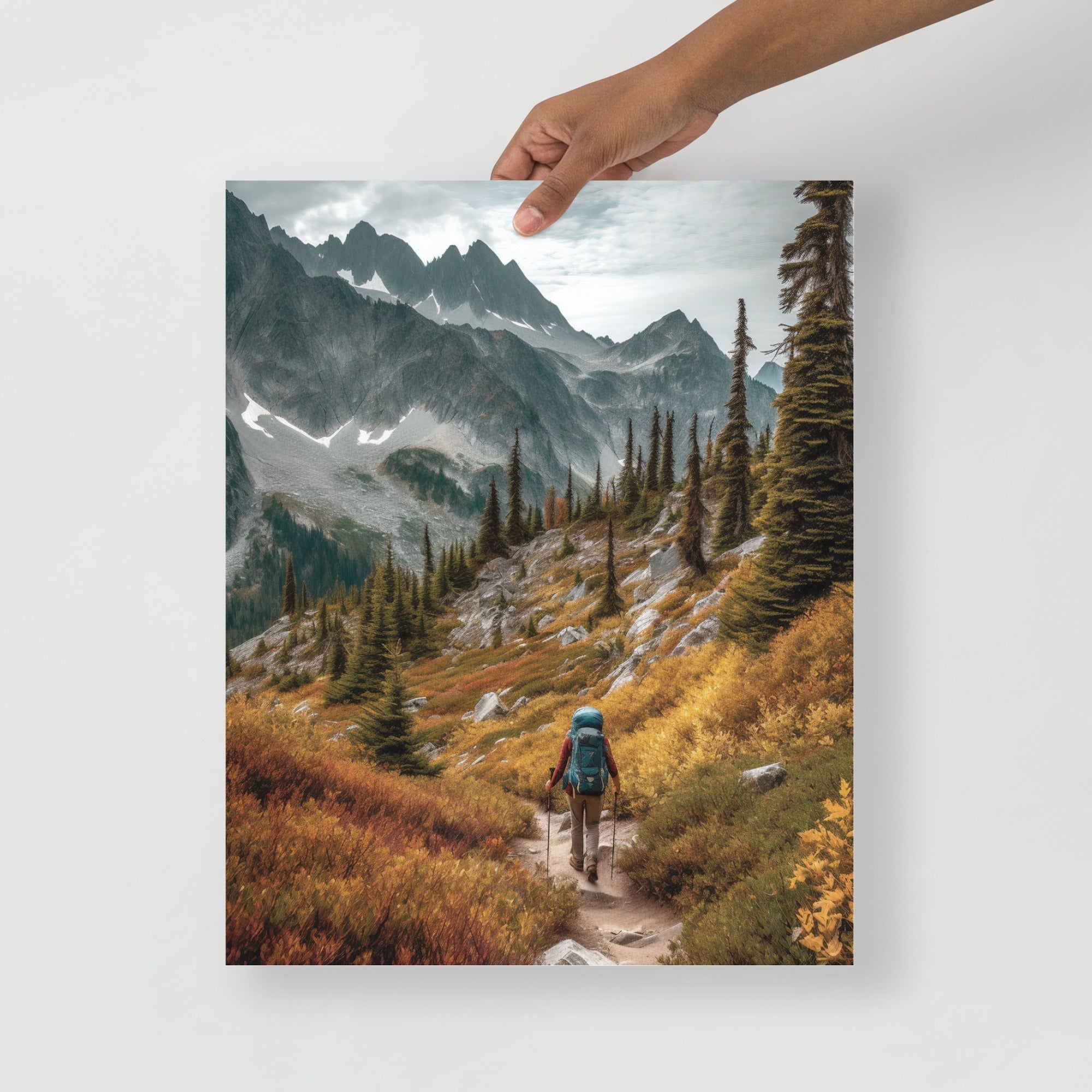 Stunning Hiker In The Valley Landscape Art Poster by Visual Verse - Image 5