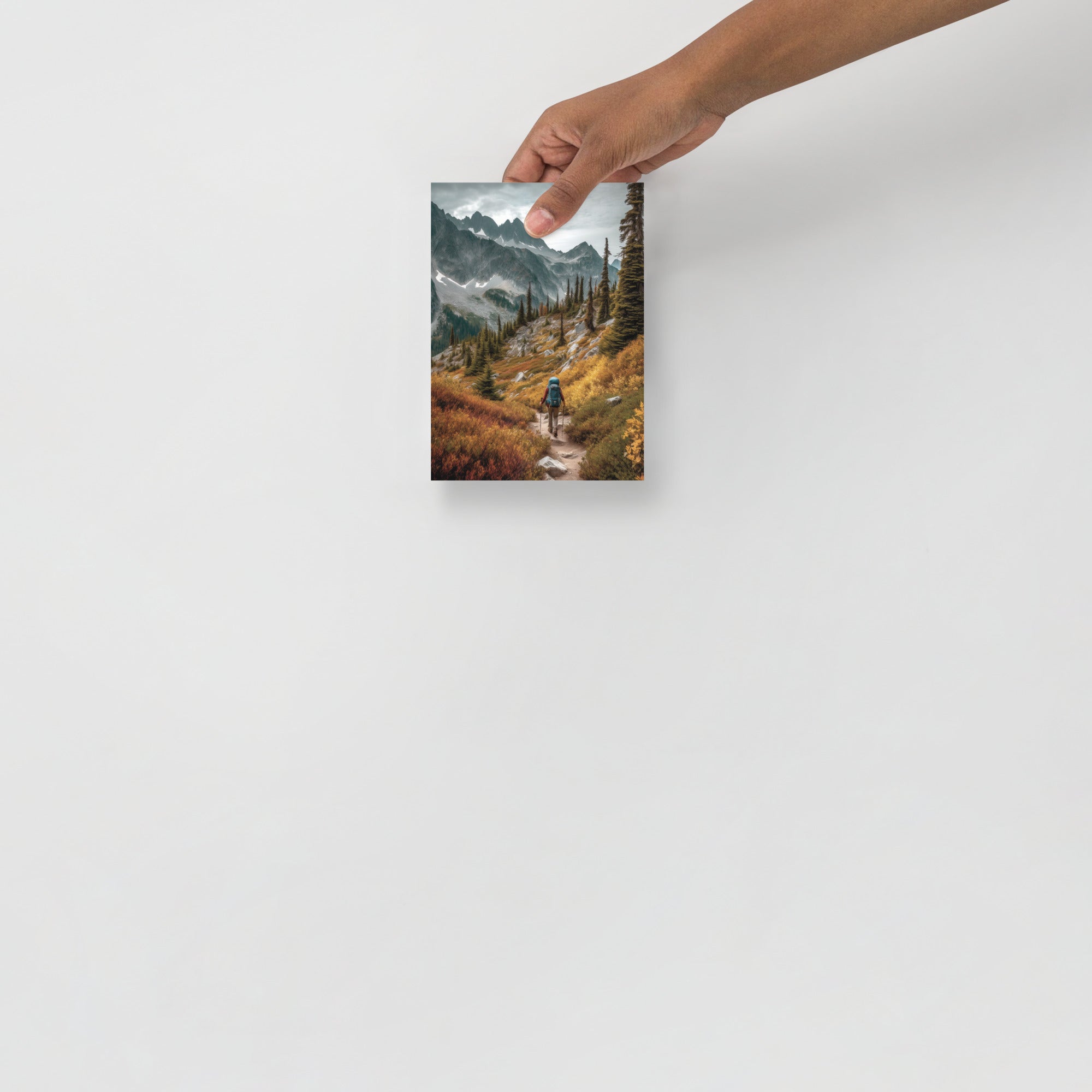 Stunning Hiker In The Valley Landscape Art Poster by Visual Verse - Image 8