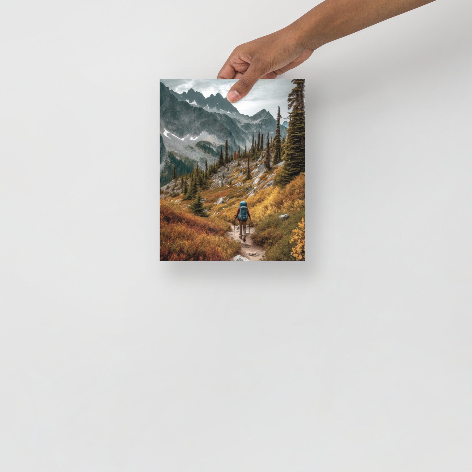 Stunning Hiker In The Valley Landscape Art Poster by Visual Verse - Image 9