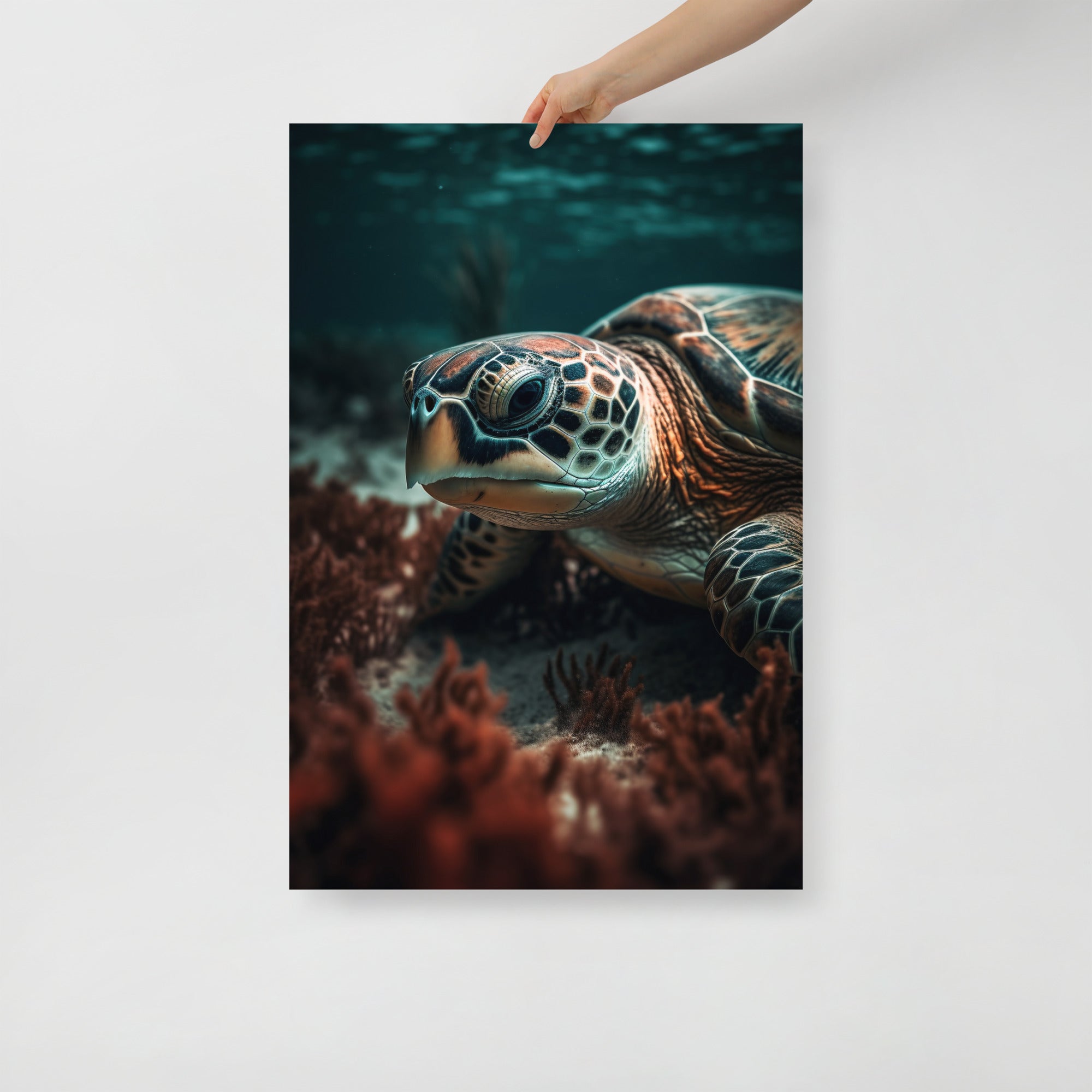 Stunning Underwater Sea Turtle Art Poster by Visual Verse - Image 1