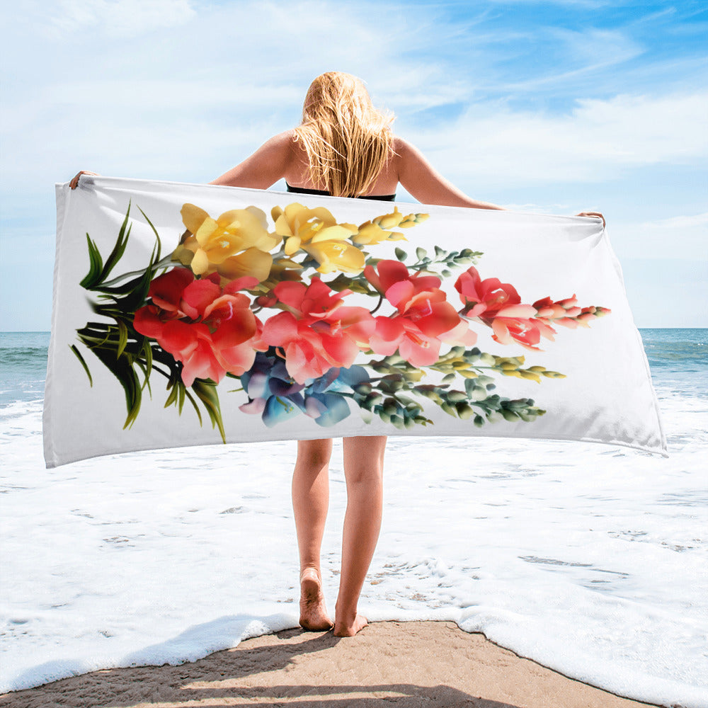 Summer Snapdragon Flower Beach Towel by Visual Verse - Image 2