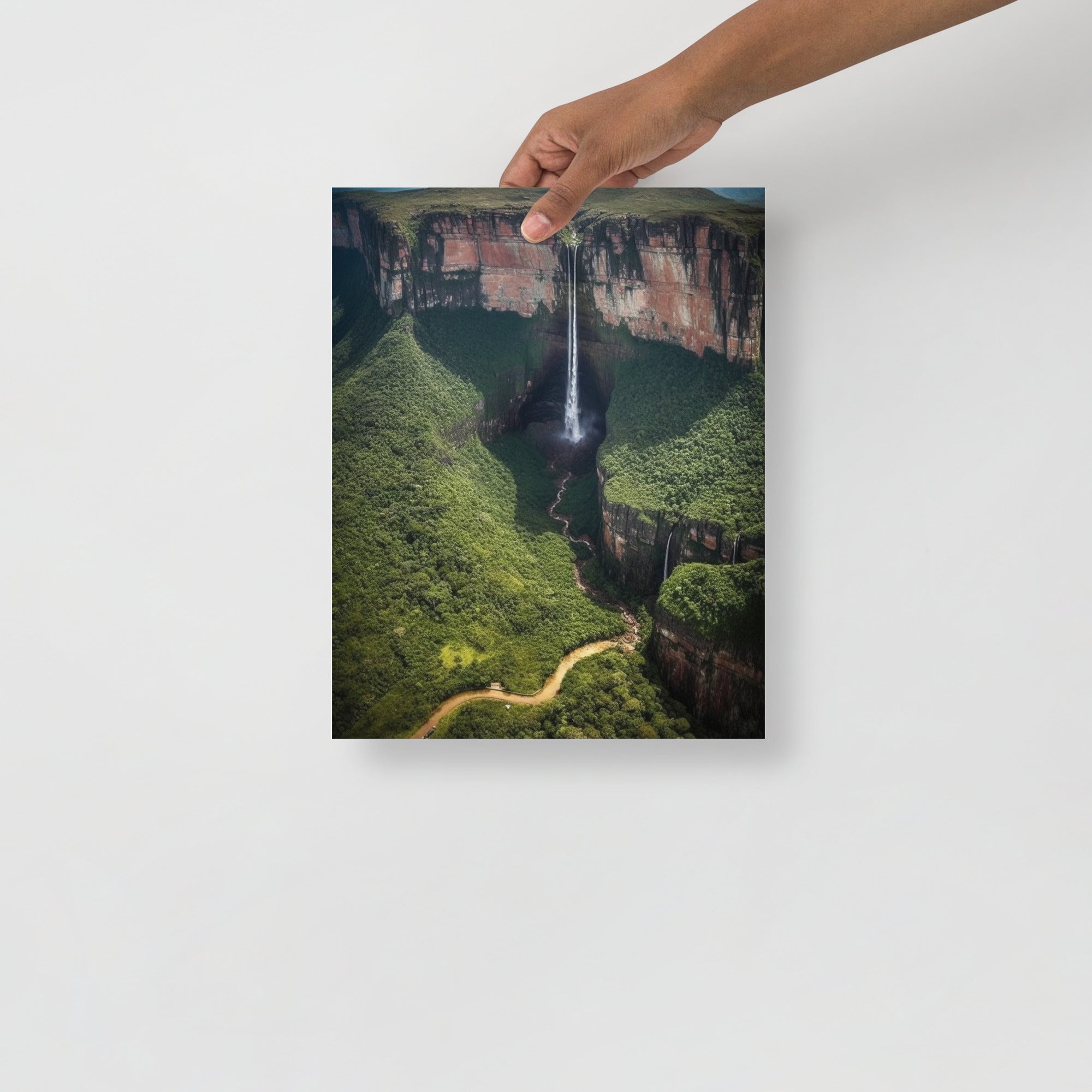 Summit Sojourn: World'S Highest Waterfall Ascent Art Poster by Visual Verse - Image 3
