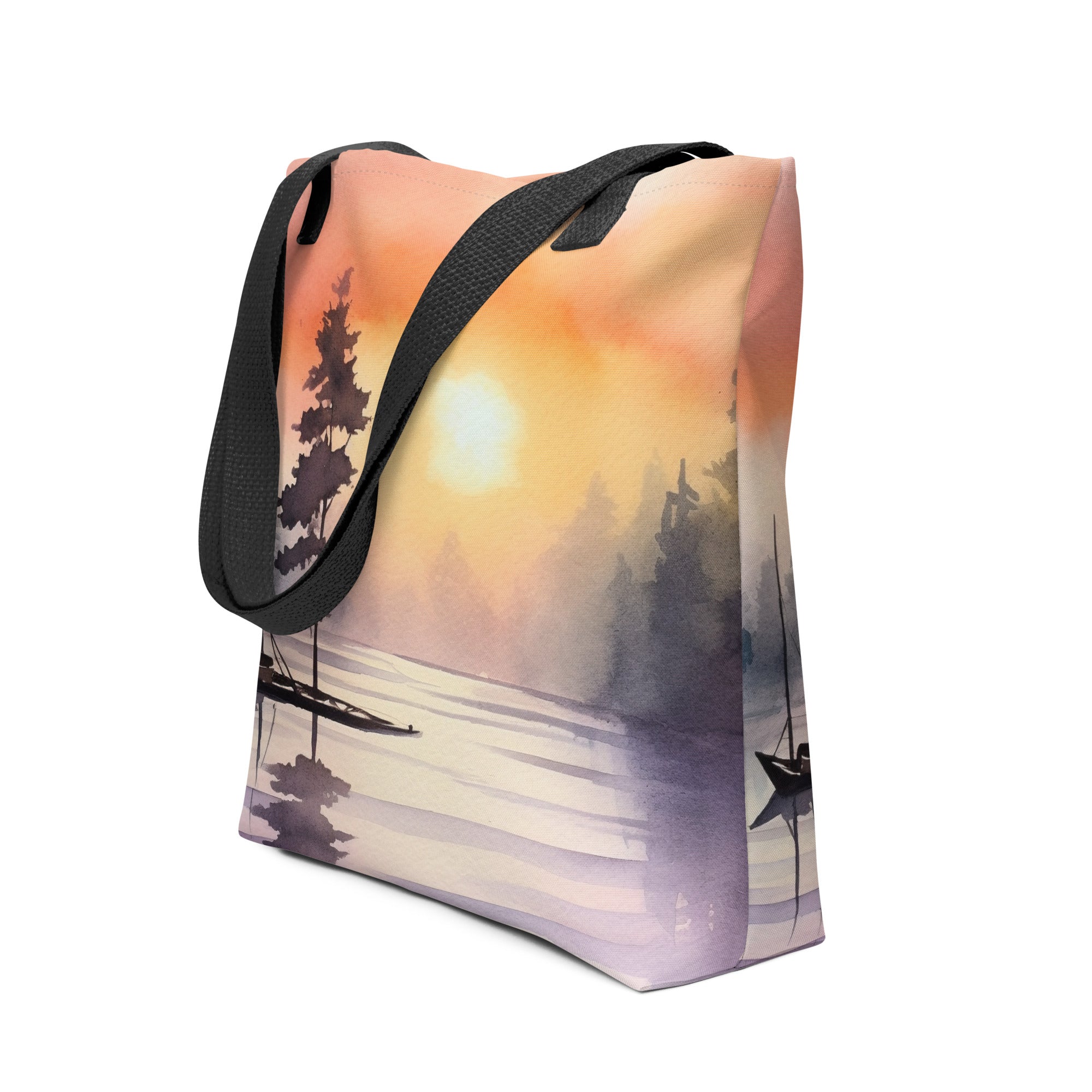 Sunset Watercolor Tote Bag by Visual Verse - Image 1