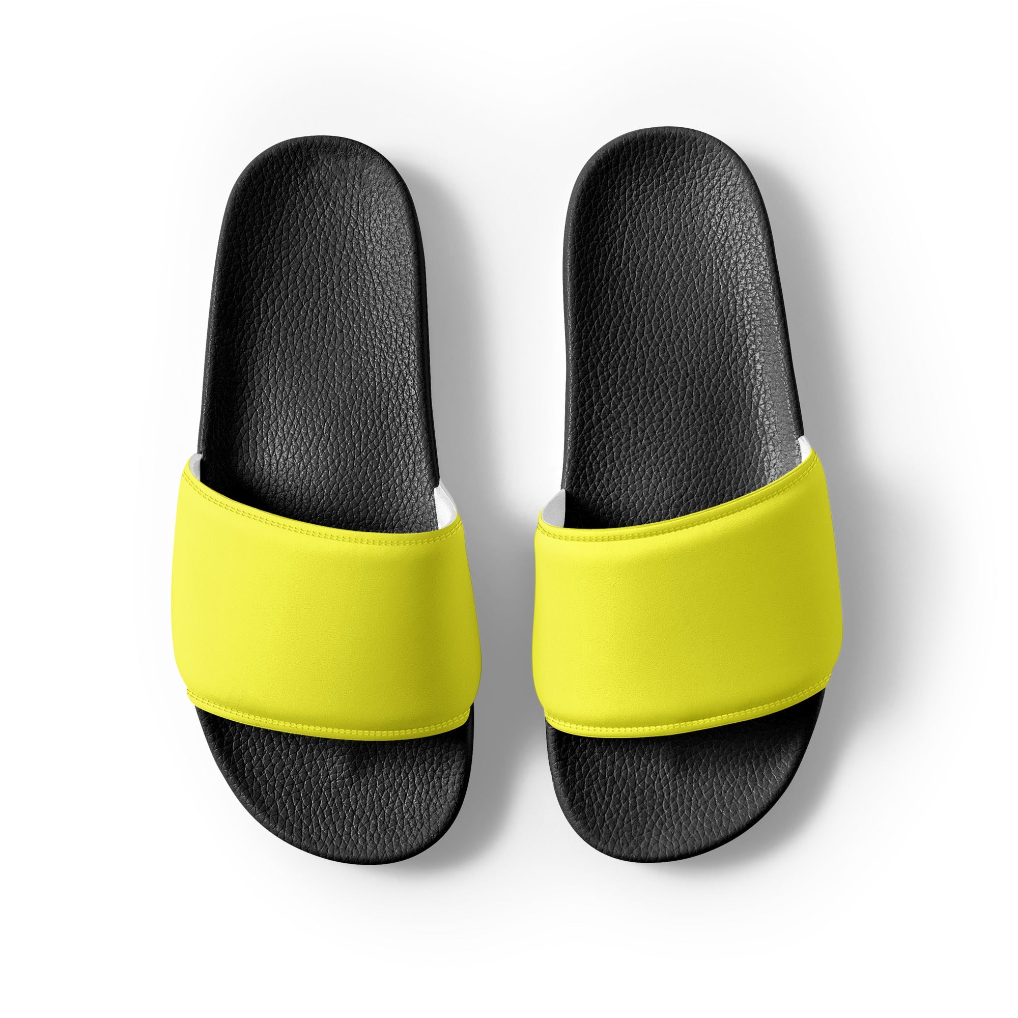 Sunshine Yellow Color Men's Slides by Visual Verse - Image 2