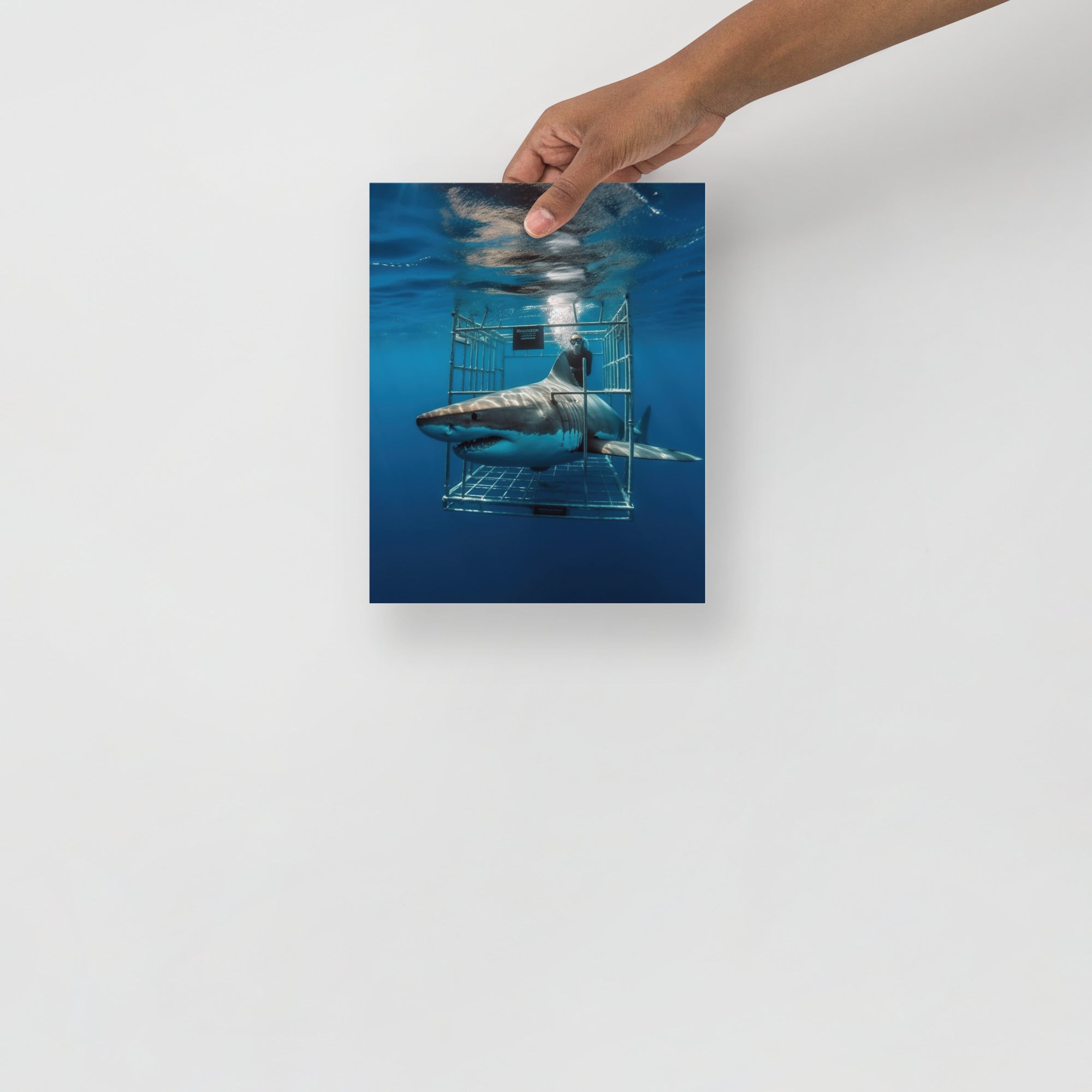 Swimming Adventure with Majestic Great White Sharks Art Poster by Visual Verse - Image 9