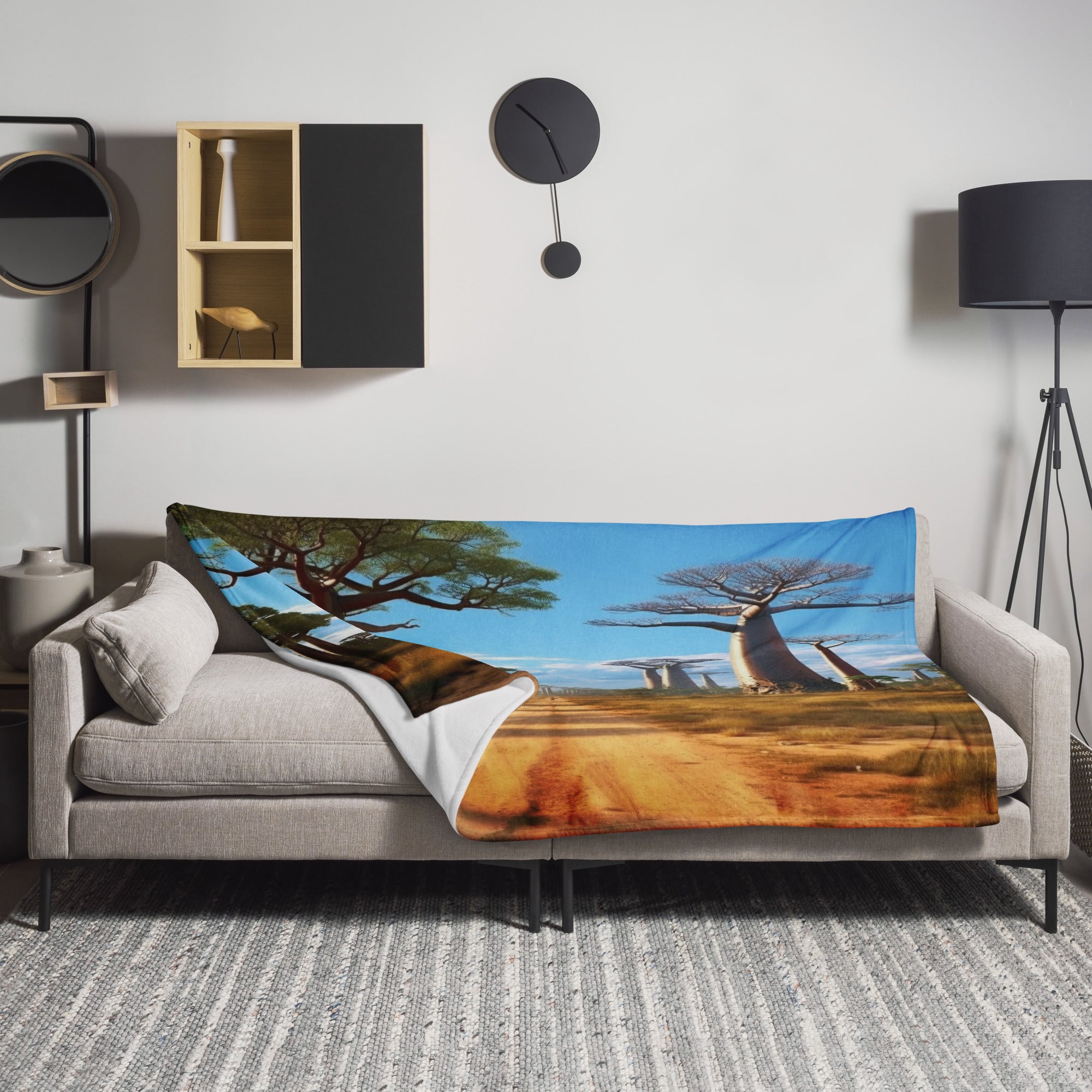 The Avenue of The Baobabs Madagascar Blanket by Visual Verse - Image 1