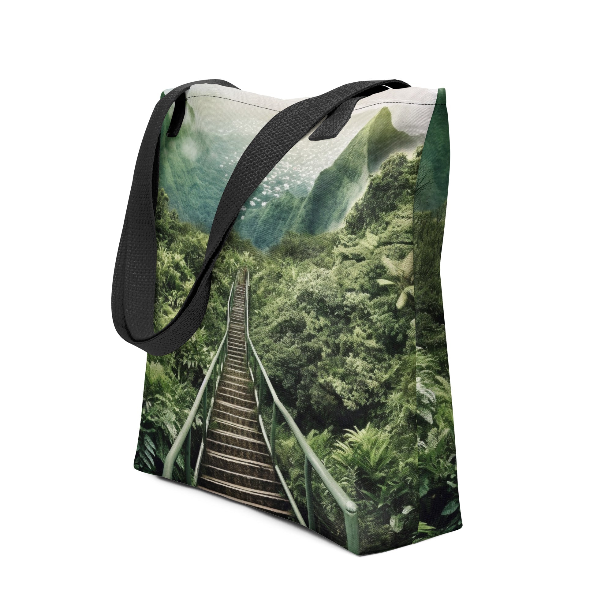 The Haiku Stairs Hawaii Tote Bag by Visual Verse - Image 1