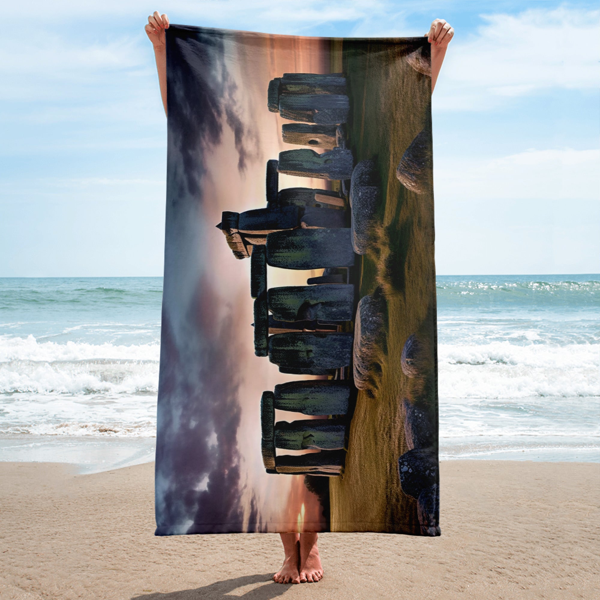The Stonehenge England Beach Towel by Visual Verse - Image 2