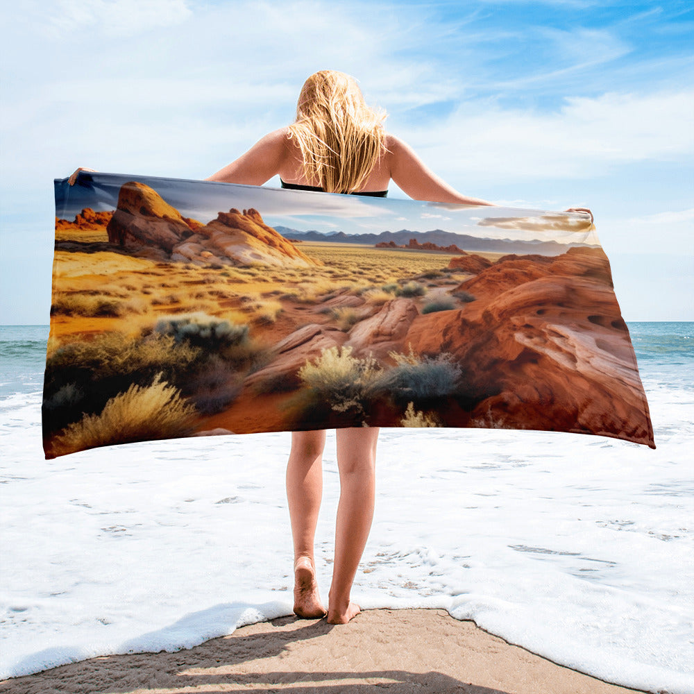 The Valley of Fire State Park USA Beach Towel by Visual Verse - Image 1