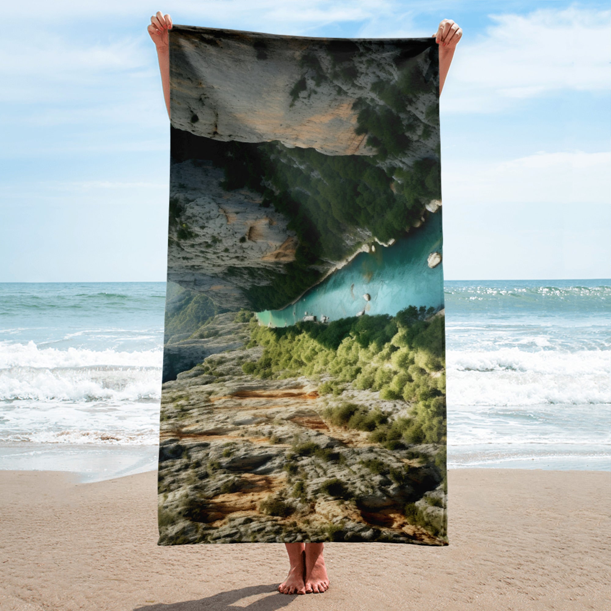 The Verdon Gorge France Beach Towel by Visual Verse - Image 2