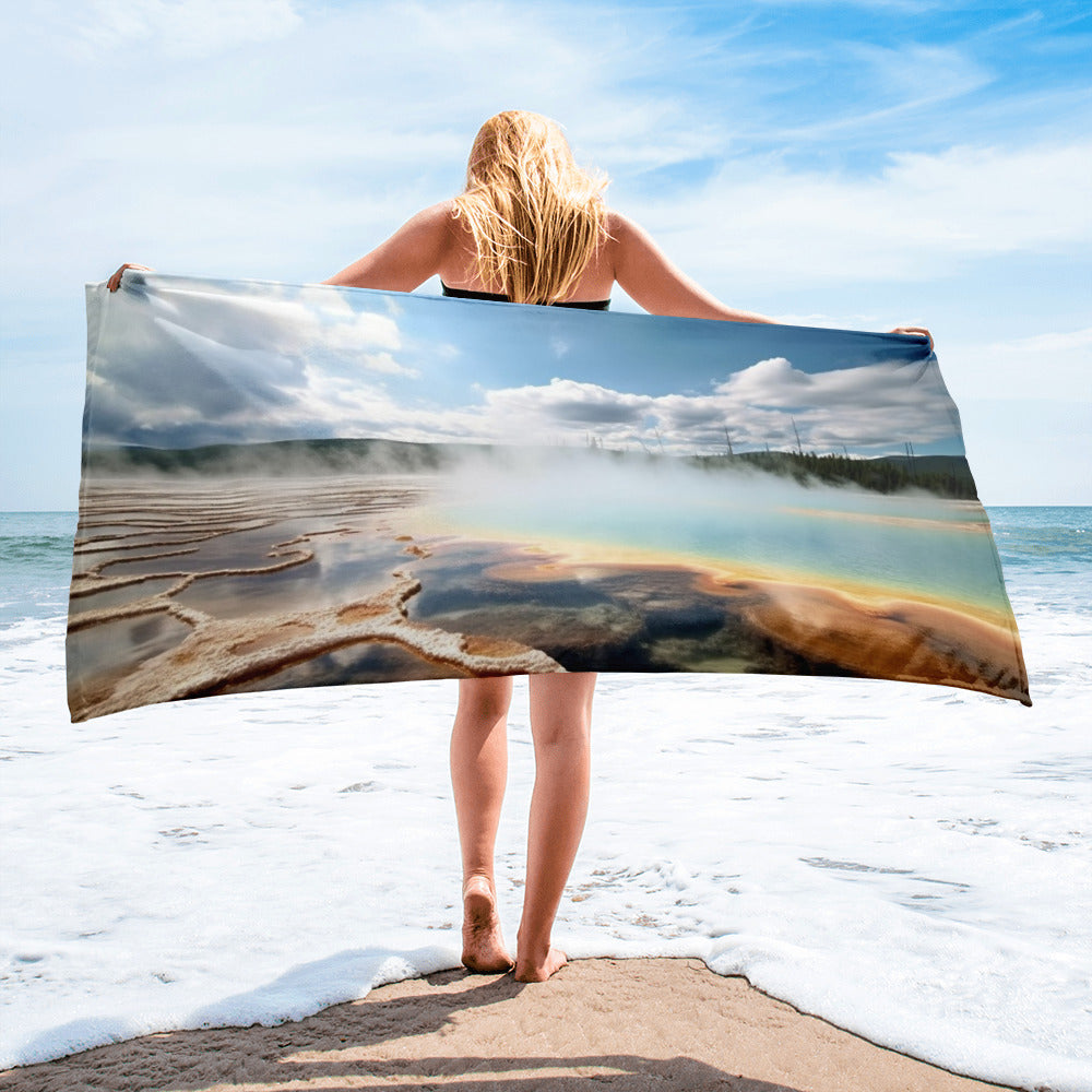 The Yellowstone National Park USA Beach Towel by Visual Verse - Image 1