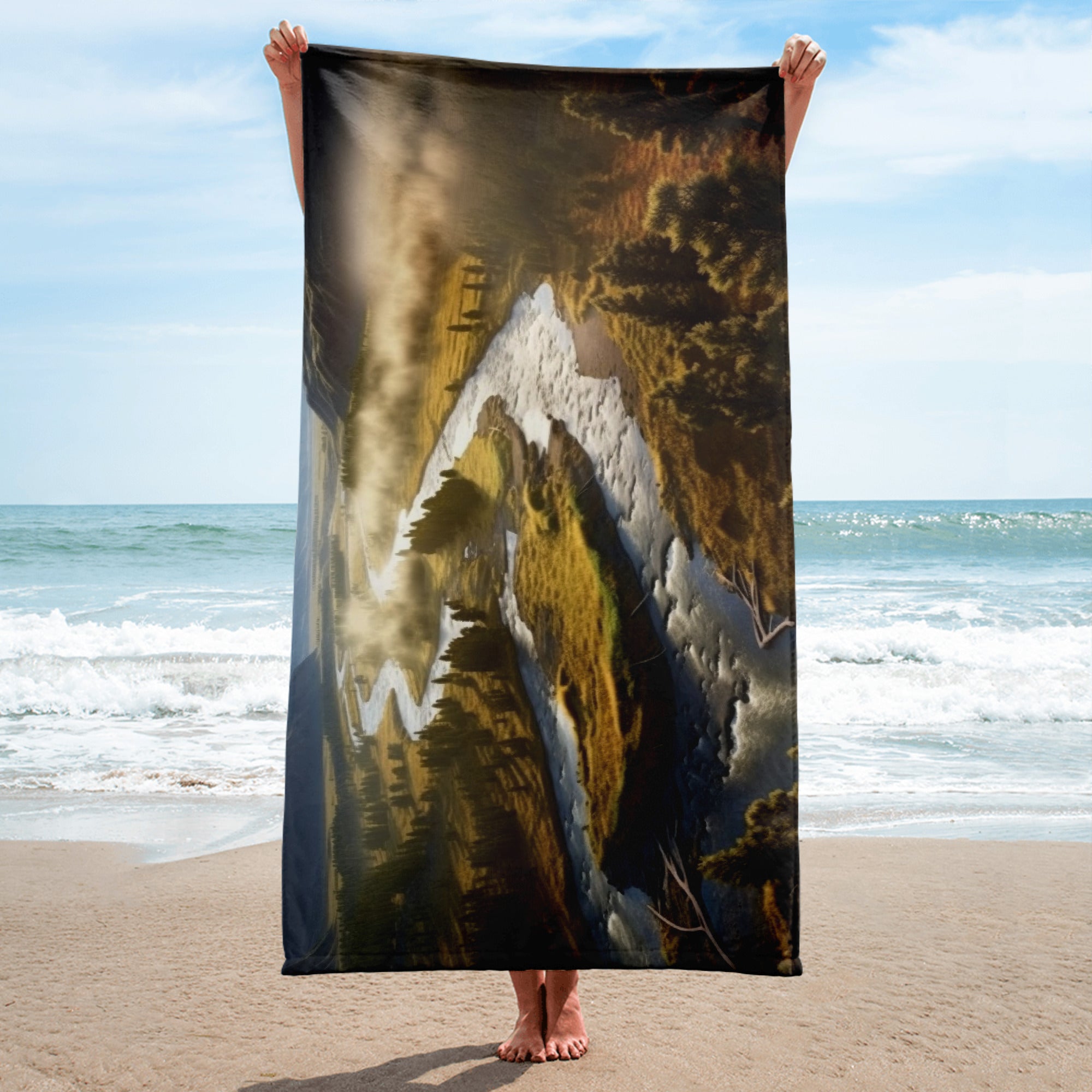 The Yellowstone River USA Beach Towel by Visual Verse - Image 2