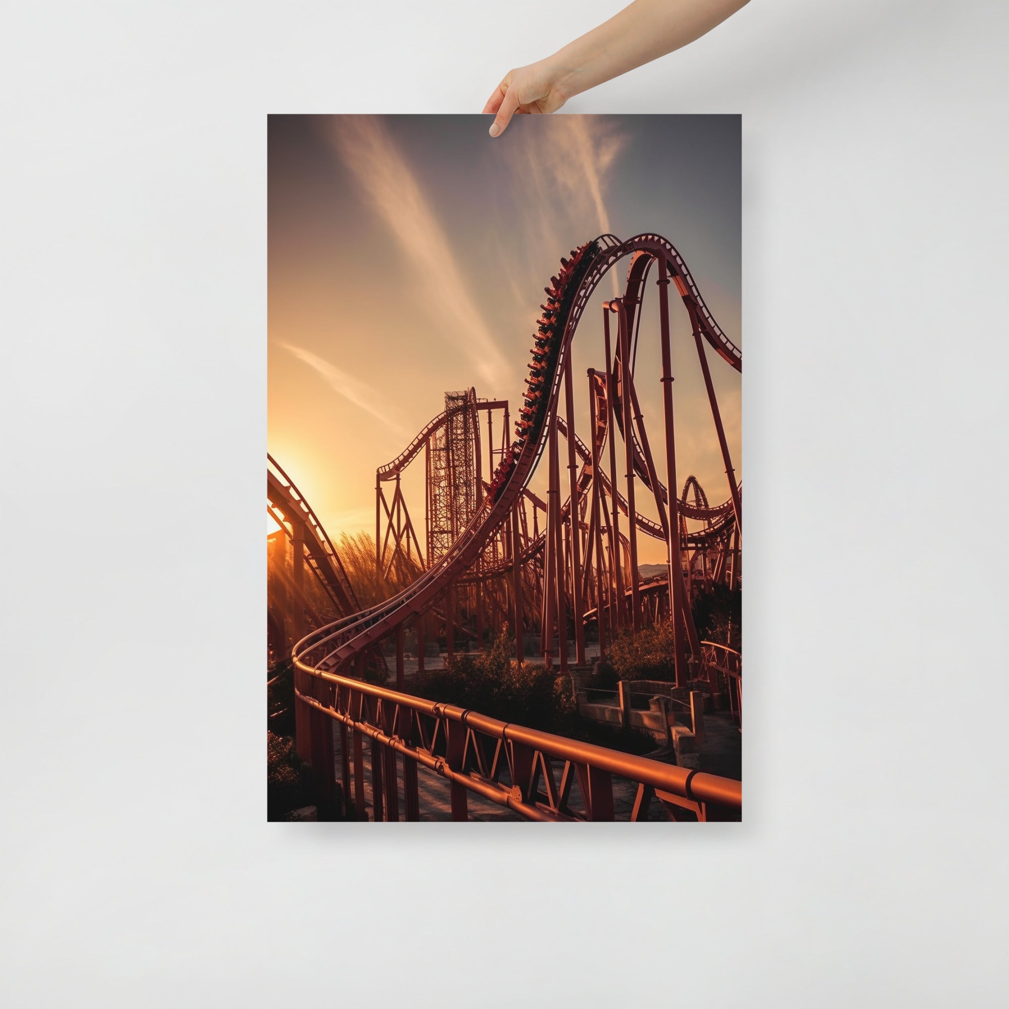 Thrilling Roller Coaster Ride Art Poster by Visual Verse - Image 1